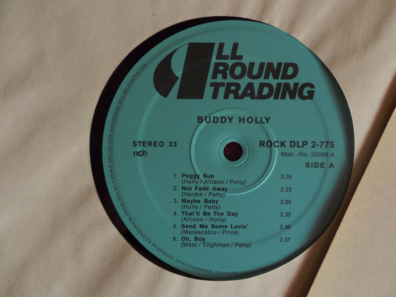 Buddy Holly – Peggy Sue | LP, Dänemark, 1985, Bild 2