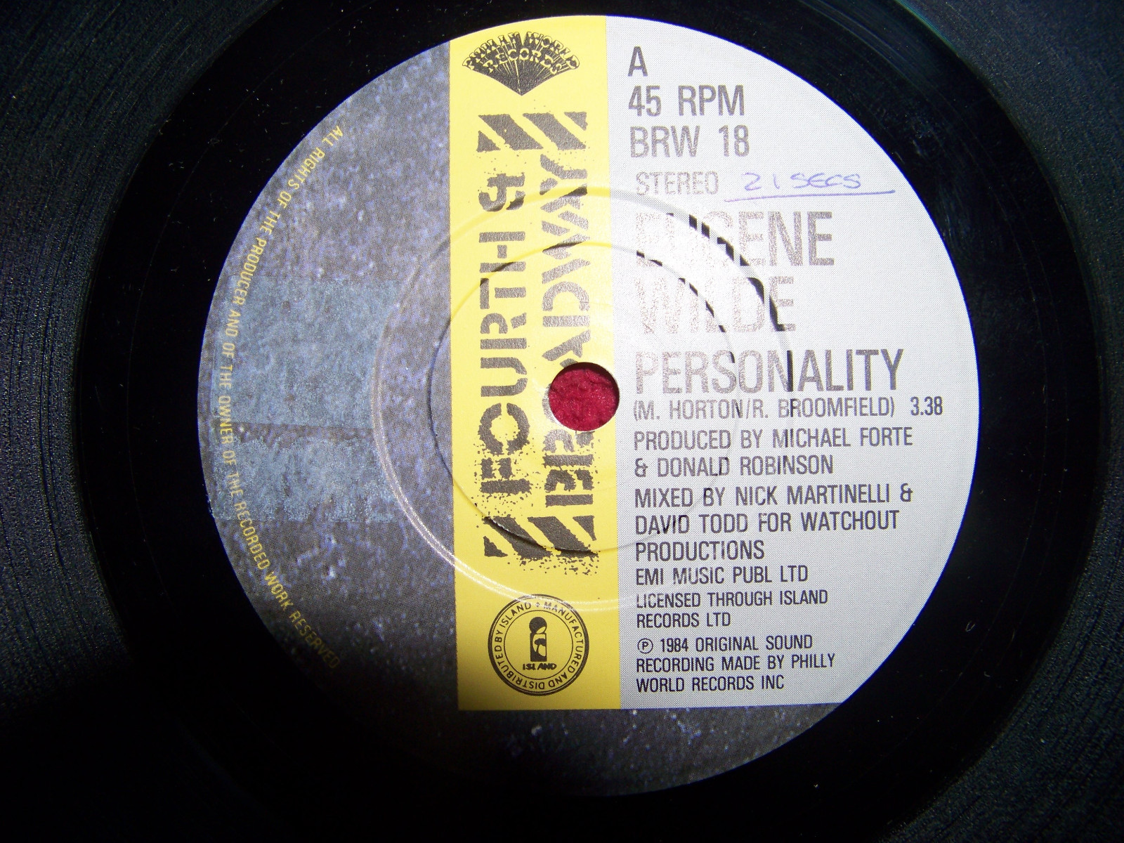 Eugene Wilde – Personality / Let her feel it (UK, 1984)