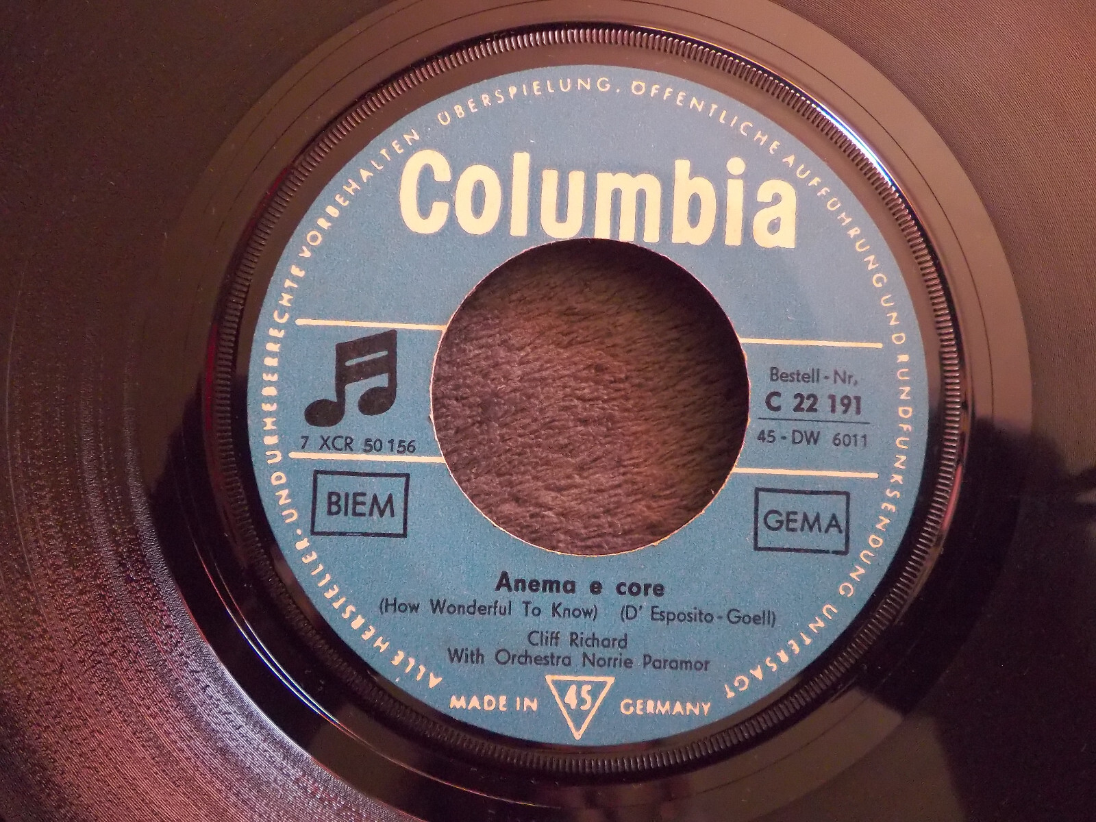 Cliff Richard – I´m lookin´ out the window / Anema e core, Bild 2