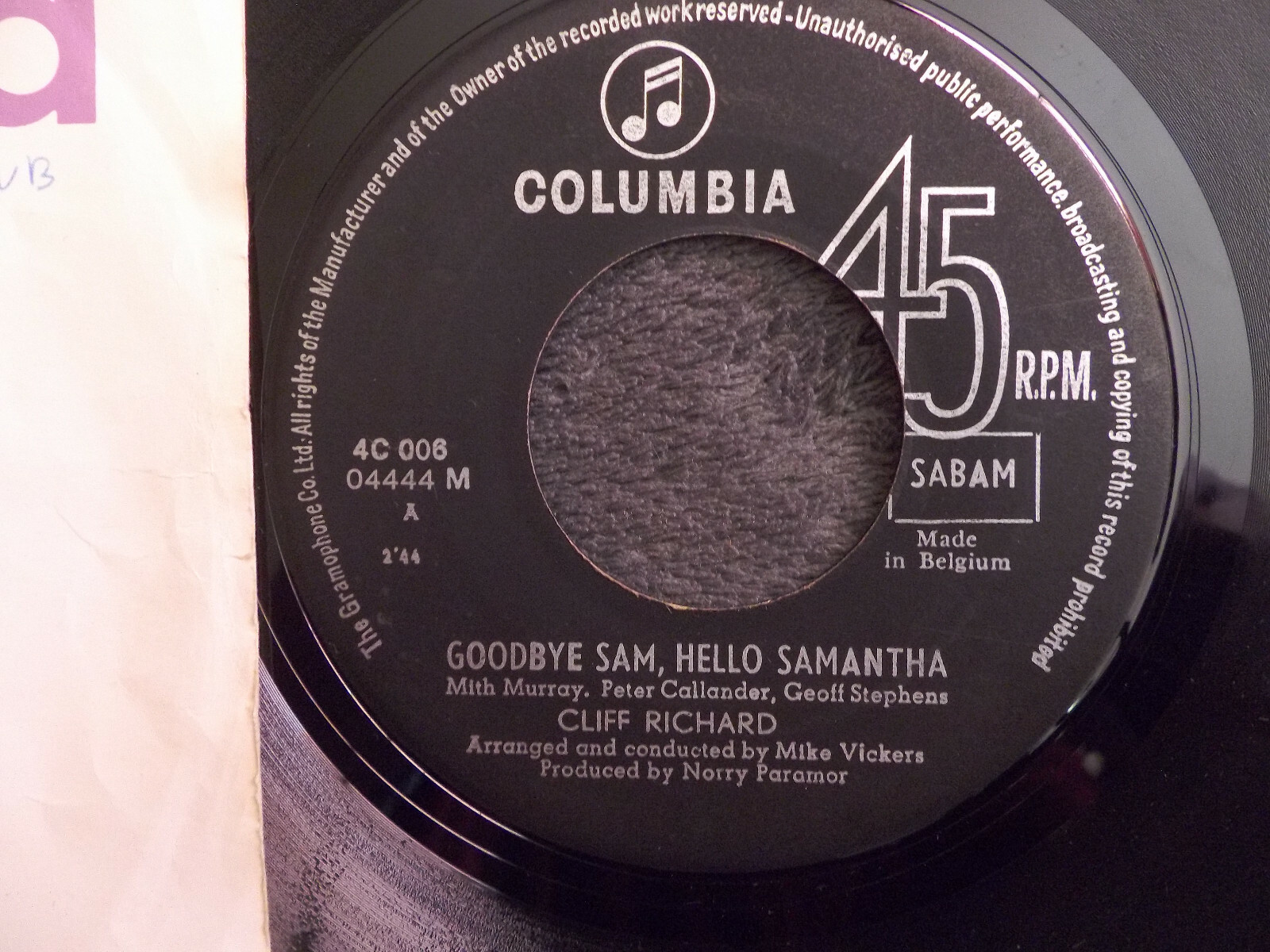 Cliff Richard – Goodbye Sam, hello Samantha / You never can tell (Belgien, Single), Bild 2