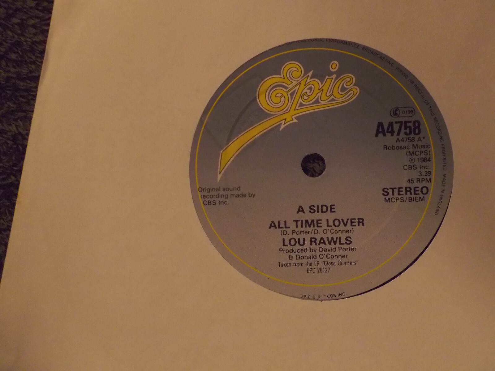 Lou Rawls – All Time Lover / When We Were Young (Epic, UK-Single)