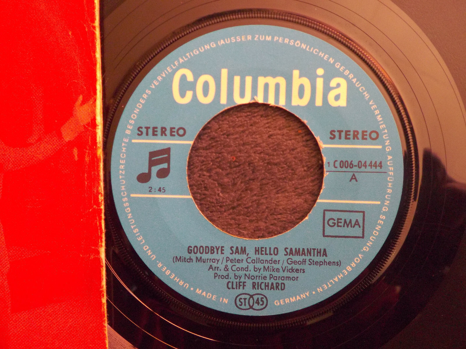 Cliff Richard – Goodbye Sam, Hello Samantha / You Never Can Tell (7″-Single), Bild 2
