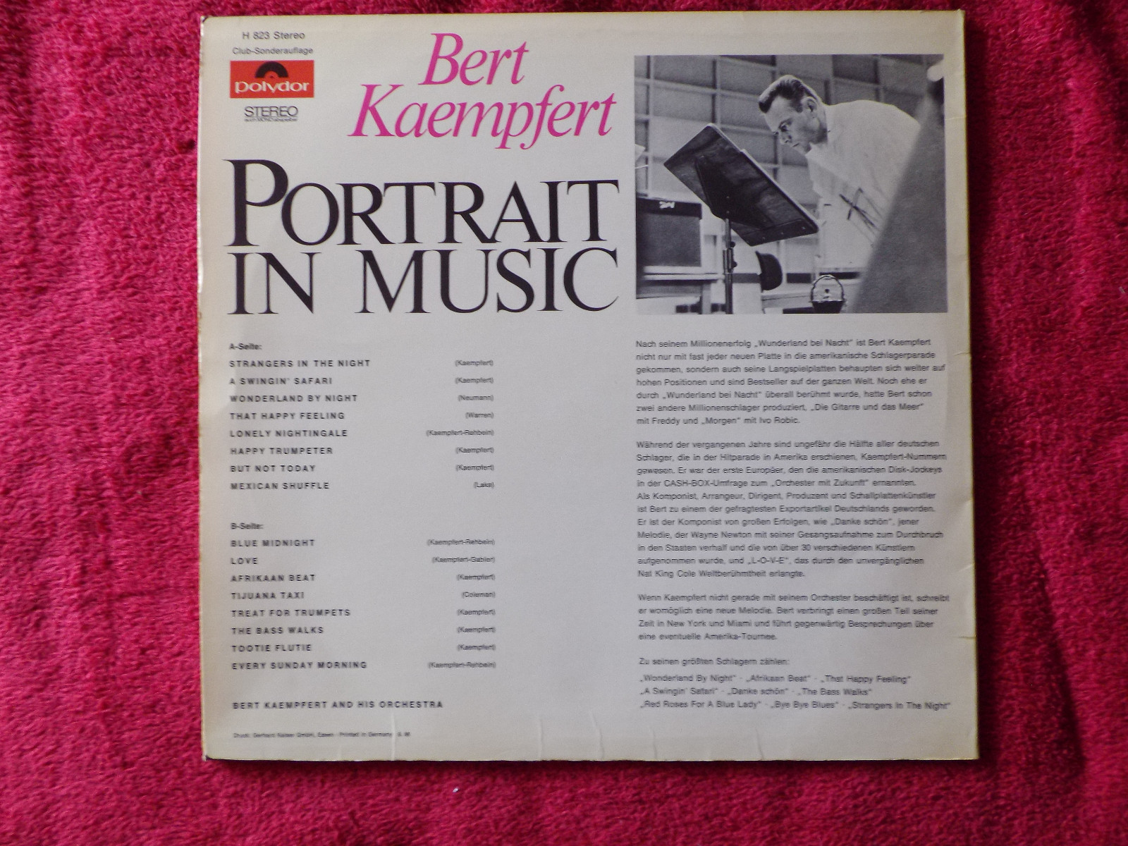 Bert Kaempfert – Portrait in Music | Polydor Club-Sonderauflage, H 823, Bild 2
