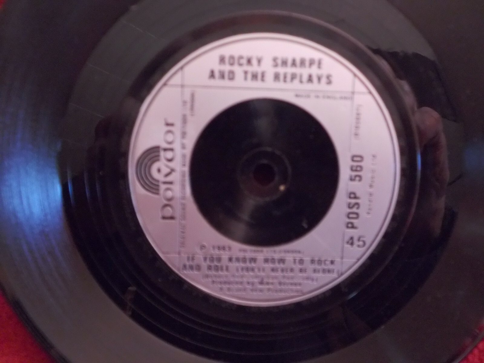Rocky Sharpe & the Replays – If You Wanna Be Happy / If You Know How to Rock and Roll (Polydor, POSP 560, UK-Single, 1983), Bild 2
