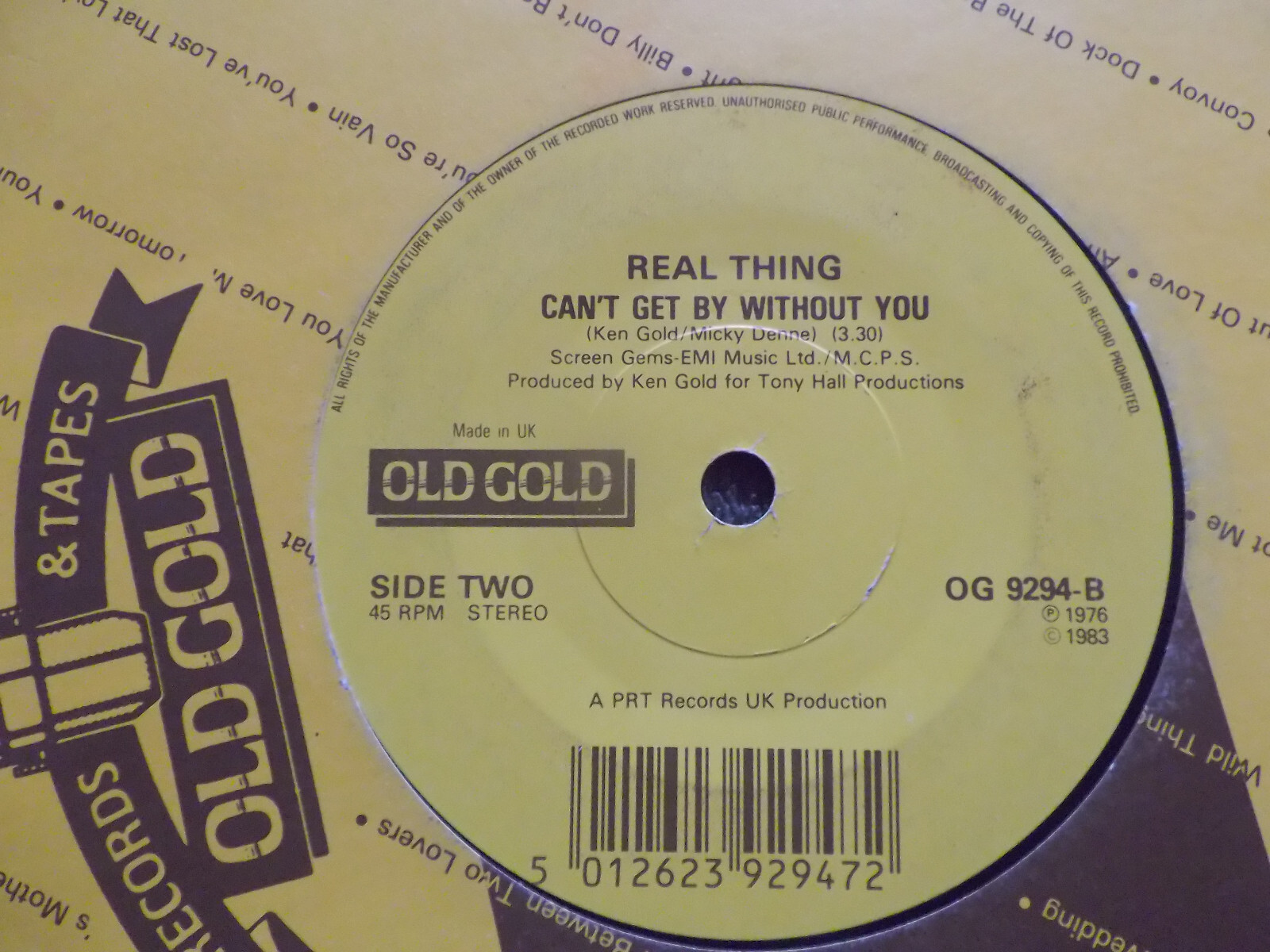 Real Thing – You to me are everything / Can´t get by without you (UK Single, Old Gold), Bild 3