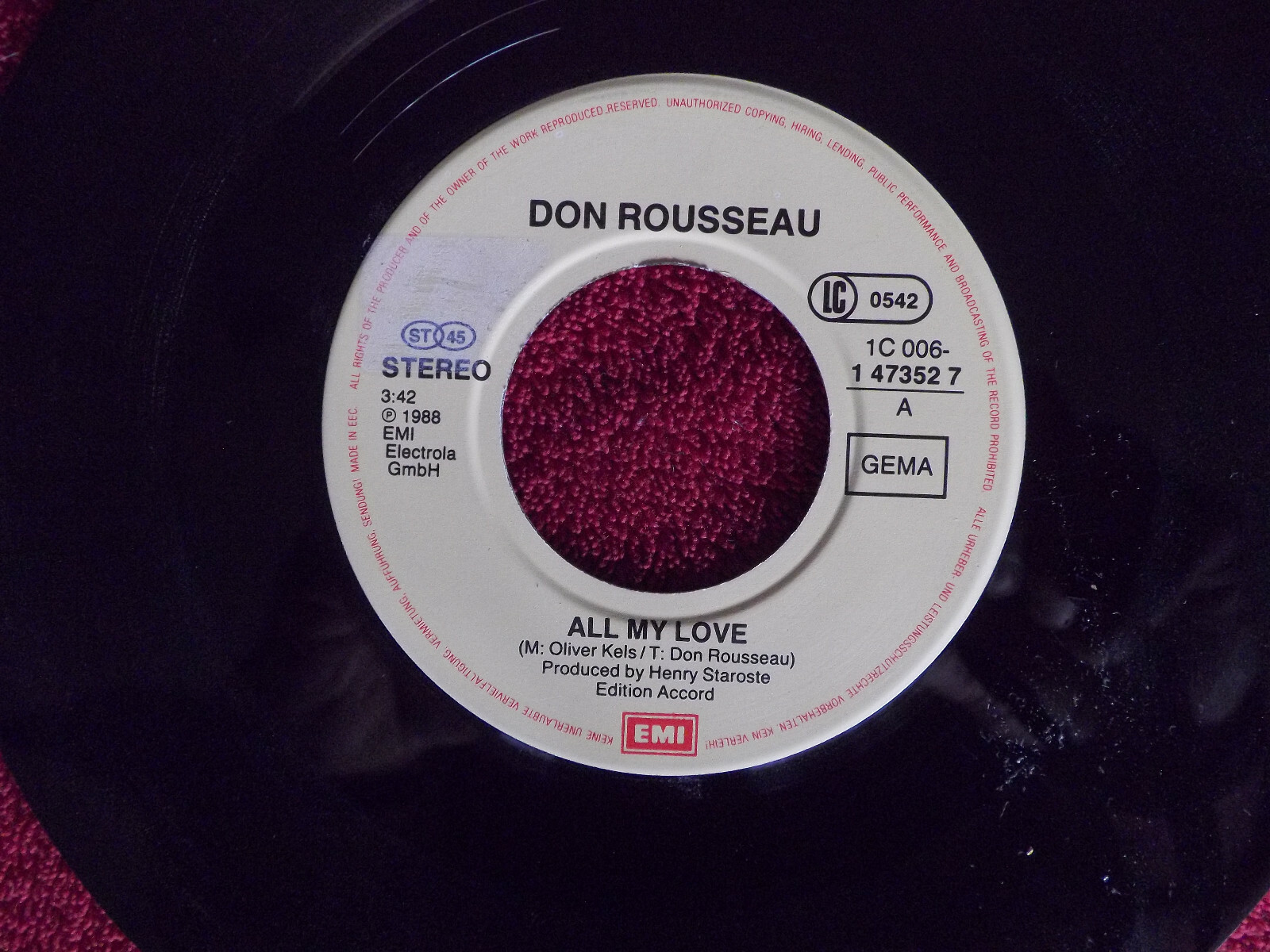 Don Rousseau – All My Love / Dreamin’ of You | EMI Records, 1988