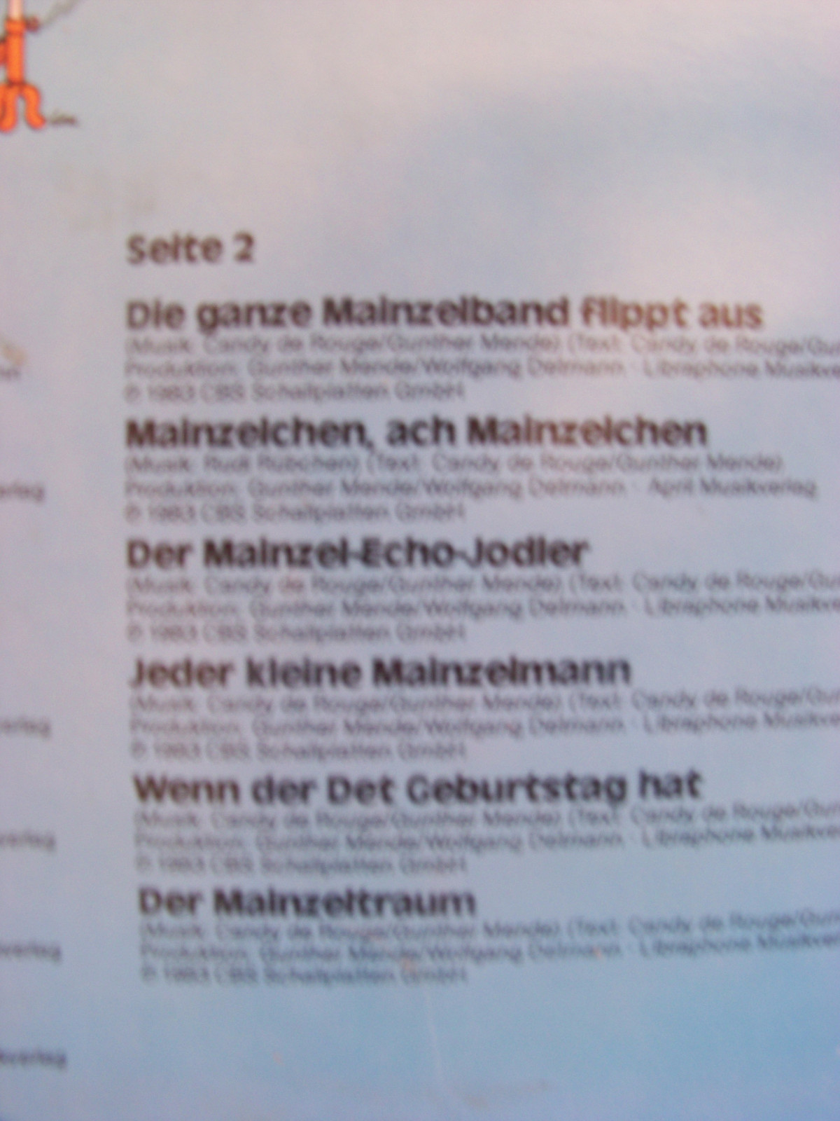 Die fröhlichen Lieder aus der Mainzel-Welt – CBS LP, 1983, Bild 4