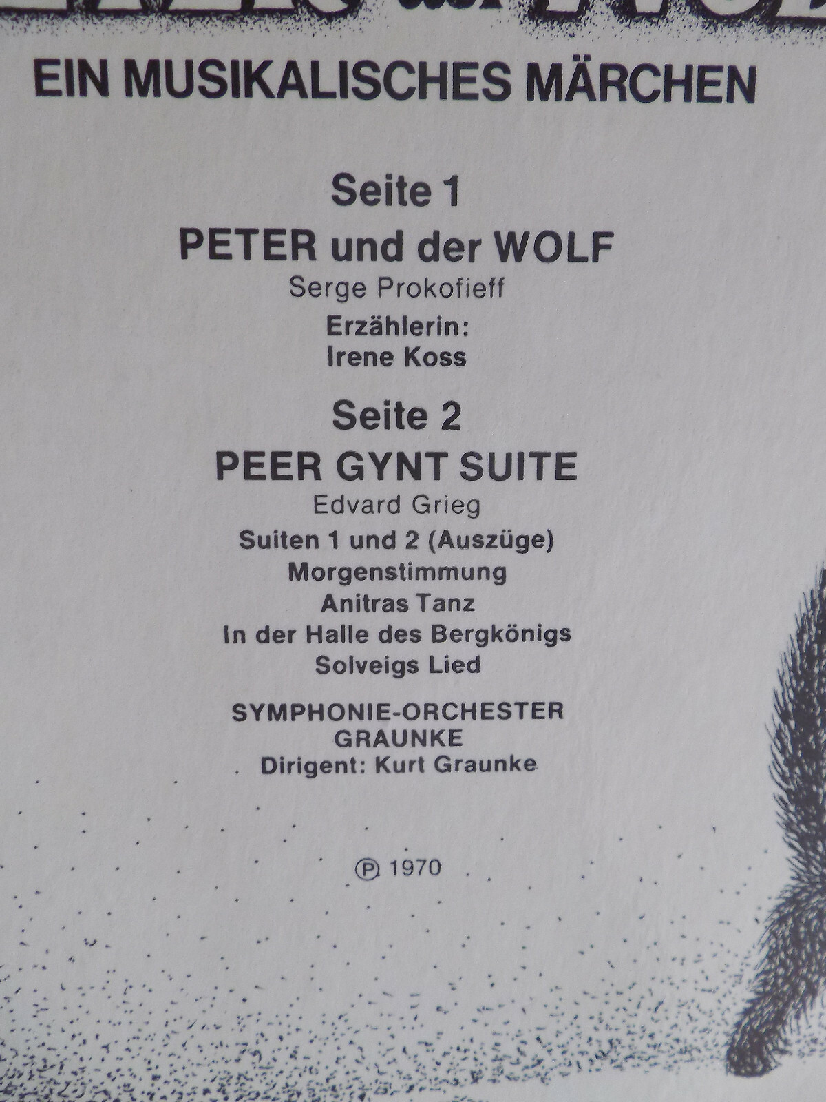 Peter und der Wolf + Peer Gynt Suite — Pfiffikus LP, BKS 9003 (1970), Bild 3