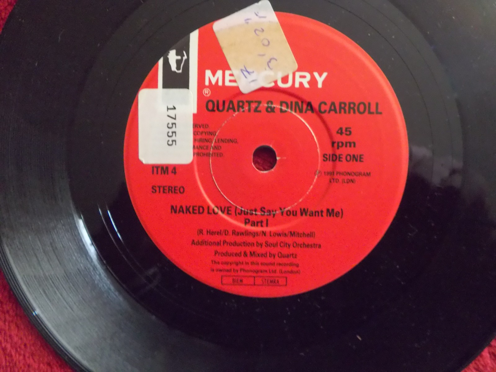 Quartz intr. Dina Carroll – Naked love / My girl part II • 7"-Single