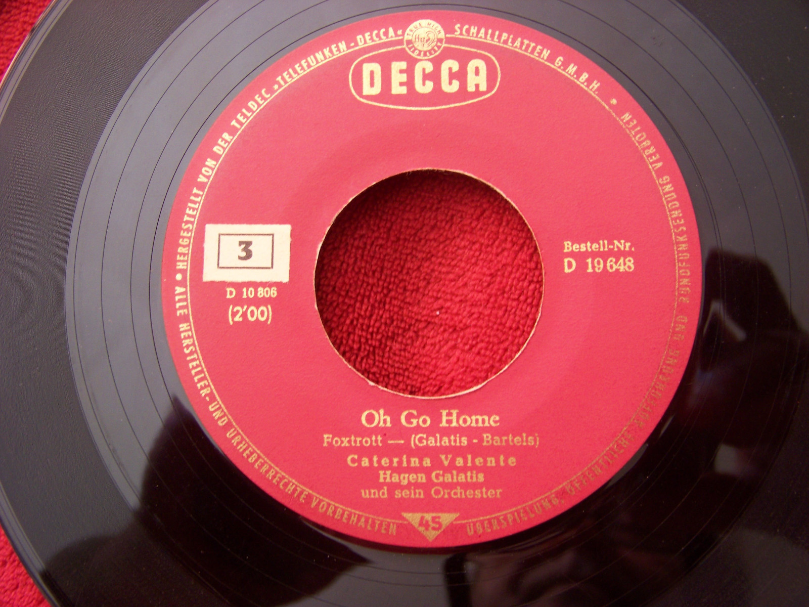 Caterina Valente – Oh go home / Es gibt keinen anderen Weg (Decca 45)