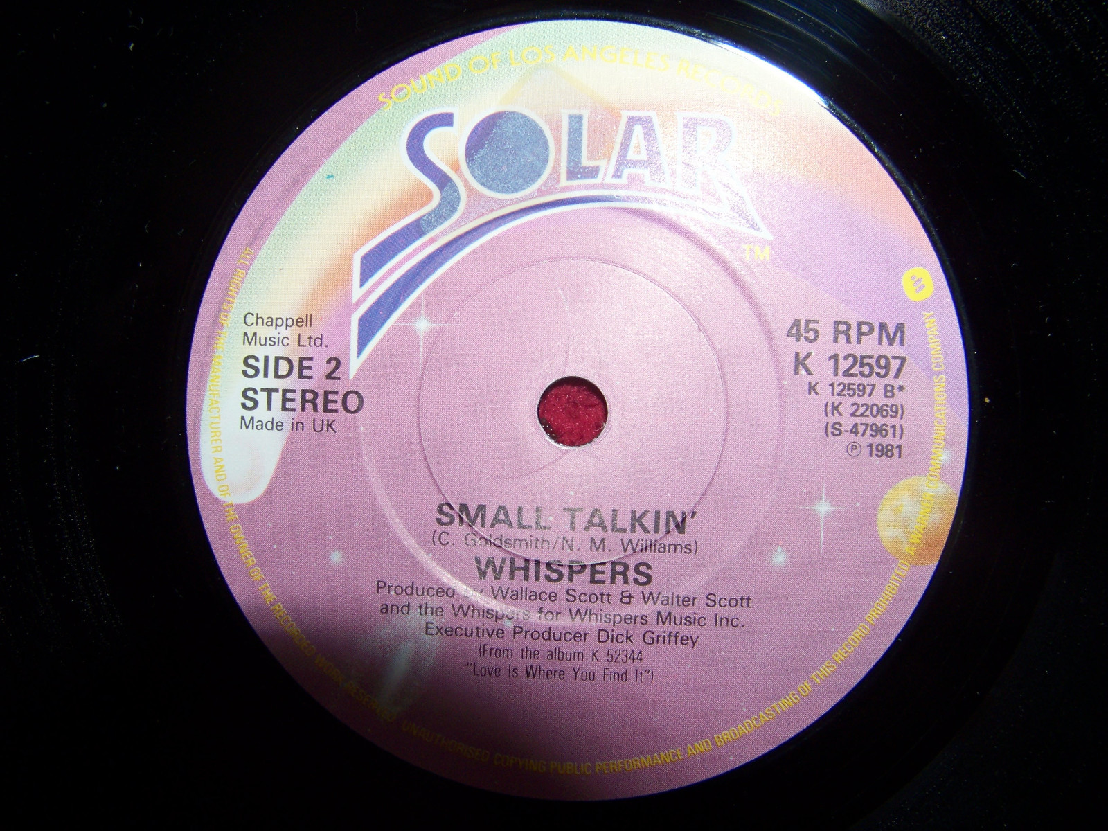 Whispers – In the raw / Small talkin´ (45er Single), Bild 2