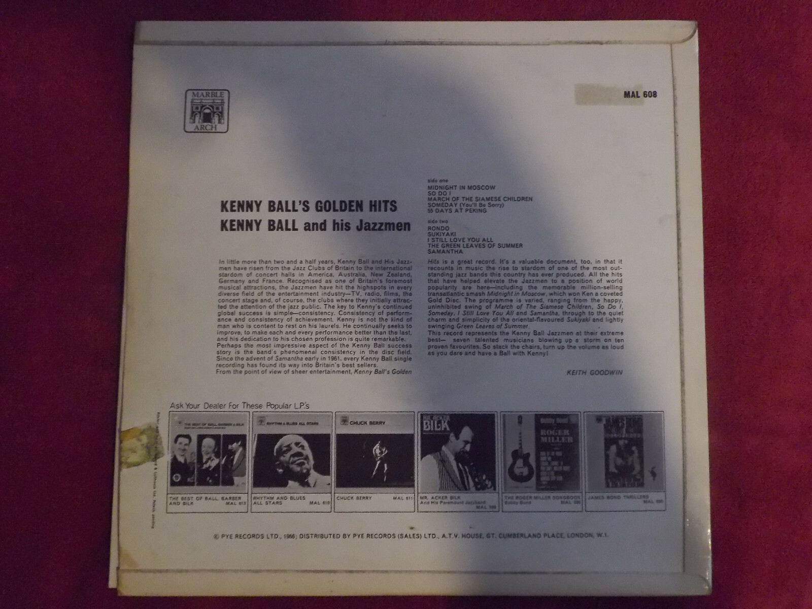 Kenny Ball & his Jazzmen – Kenny Ball´s golden hits (Marble Arch Records, MAL(S) 608), Bild 2
