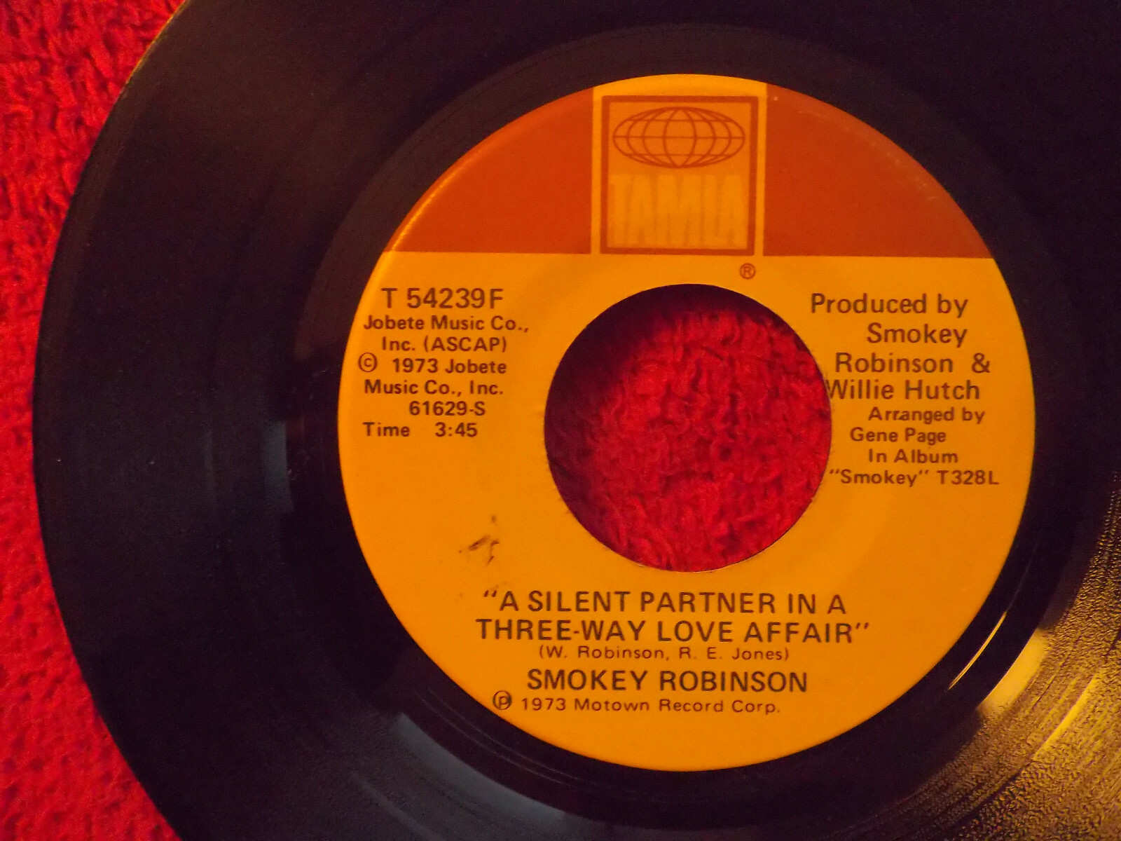 Smokey Robinson – Baby Come Close / A Silent Partner in a Three-Way Love Affair (Tamla, T 54239 F, US 1973), Bild 2