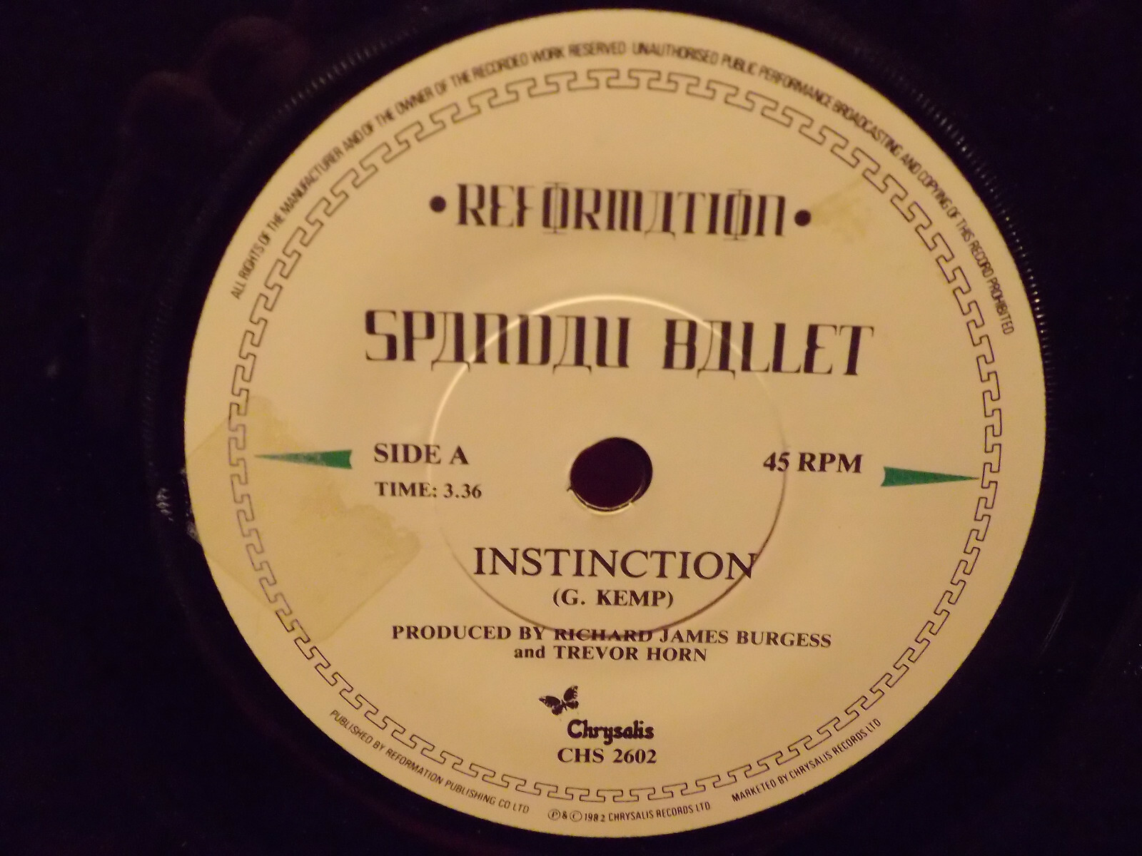 Spandau Ballet – Instinction / Gently | Chrysalis CHS 2602