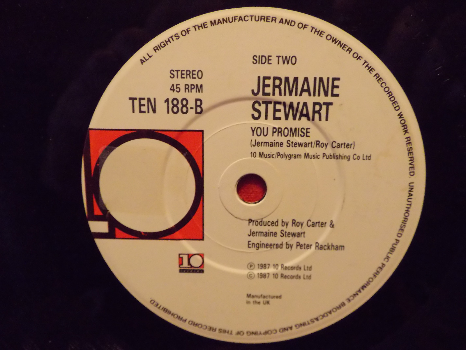 Jermaine Stewart – Say it again / You promise (TEN 188), Bild 2