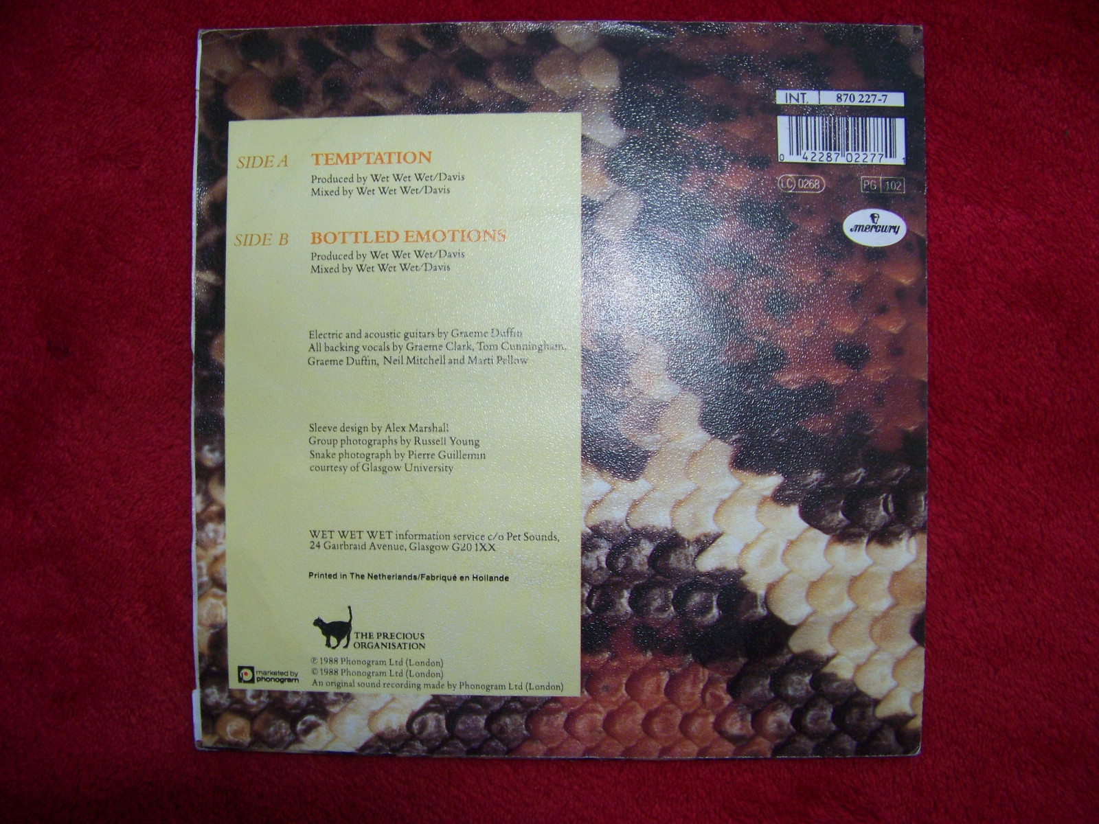 Wet Wet Wet – Temptation / Bottled Emotions (Single, 7"), Bild 2