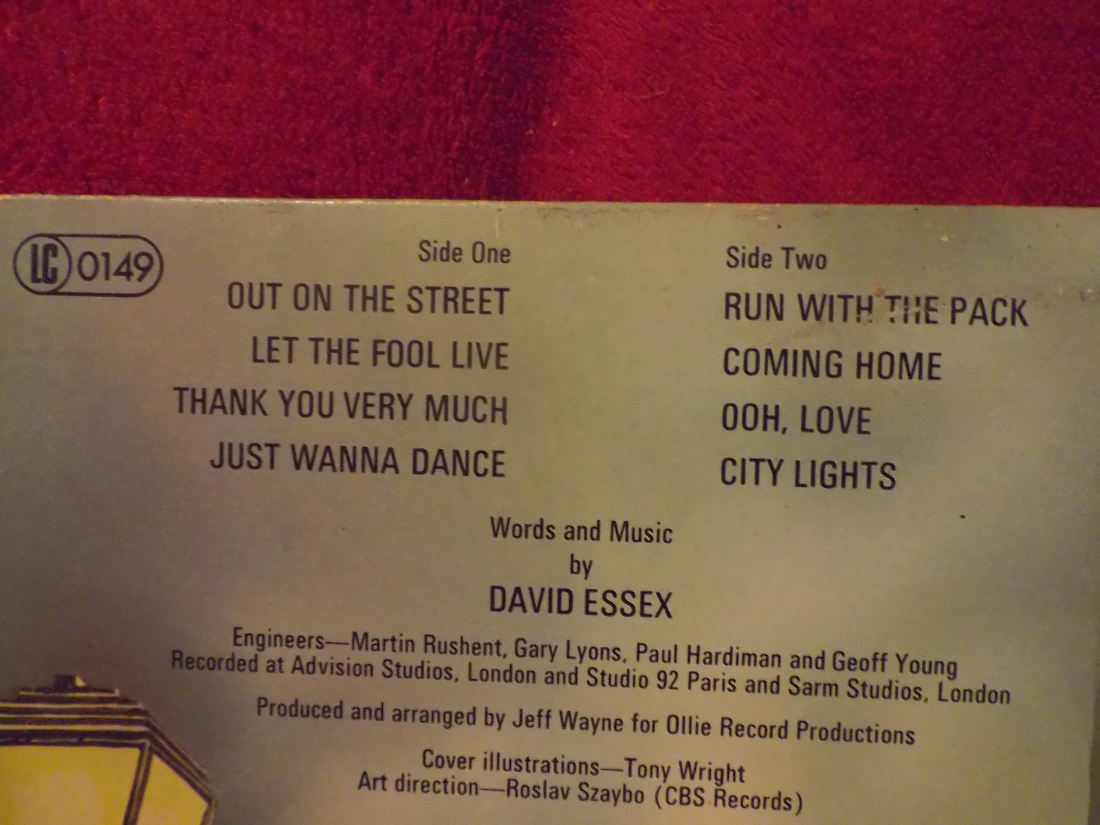 David Essex – Out on the street (CBS Records, CBS 86017, NL, 1976), Bild 4