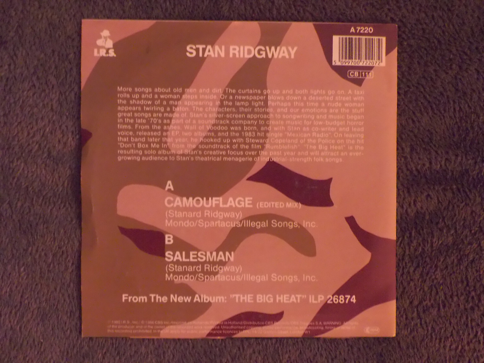Stan Ridgway – Camouflage / Salesman (Single, 1985), Bild 3