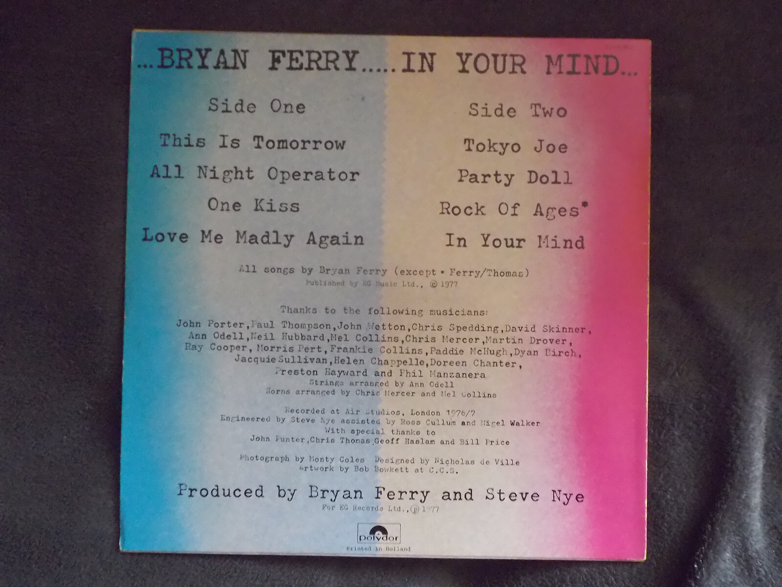 Bryan Ferry – In Your Mind | Polydor LP, Niederlande 1977, Bild 2