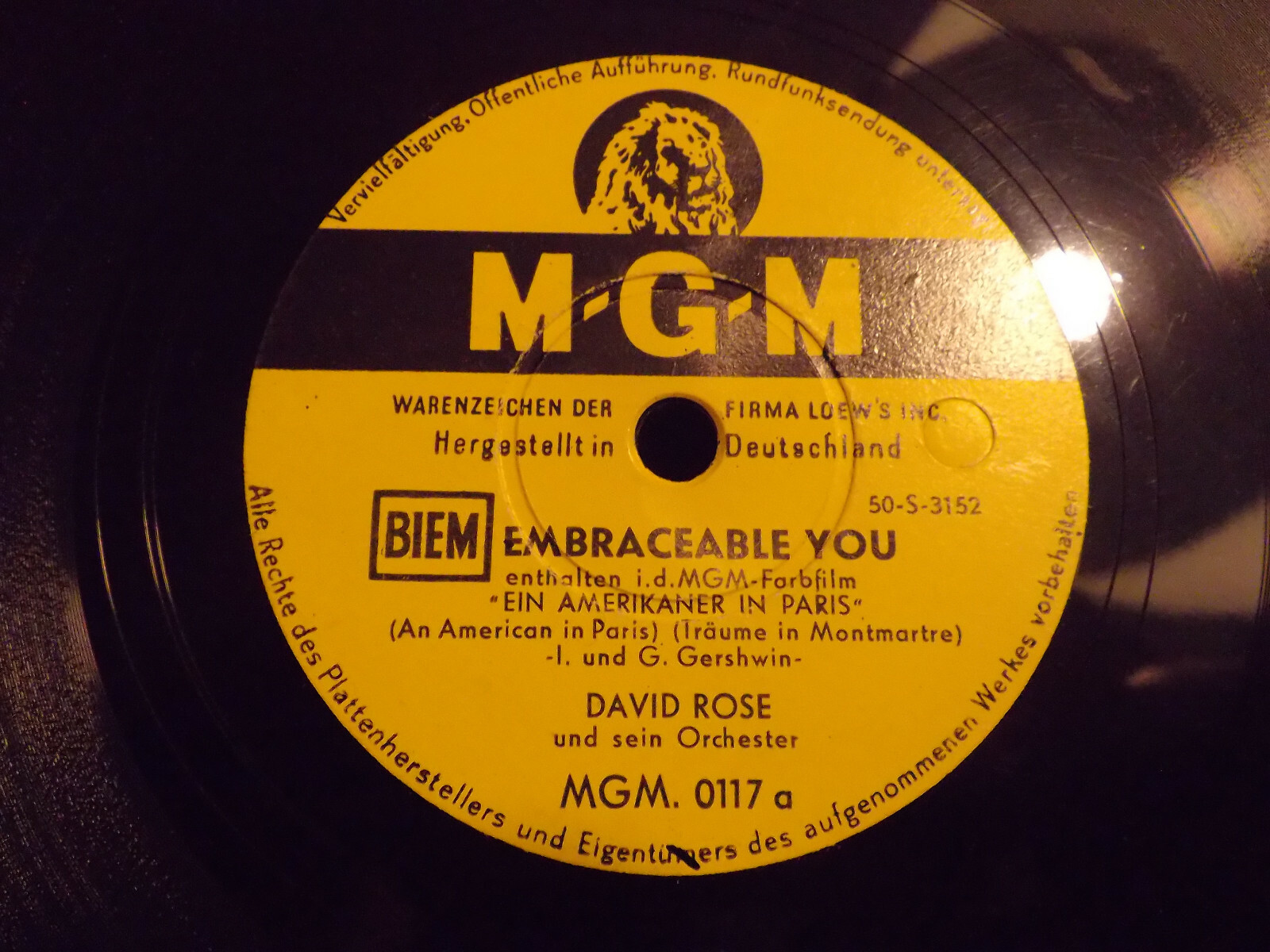 David Rose – Embraceable You / The Tina-Lina (MGM Records, MGM. 0117)