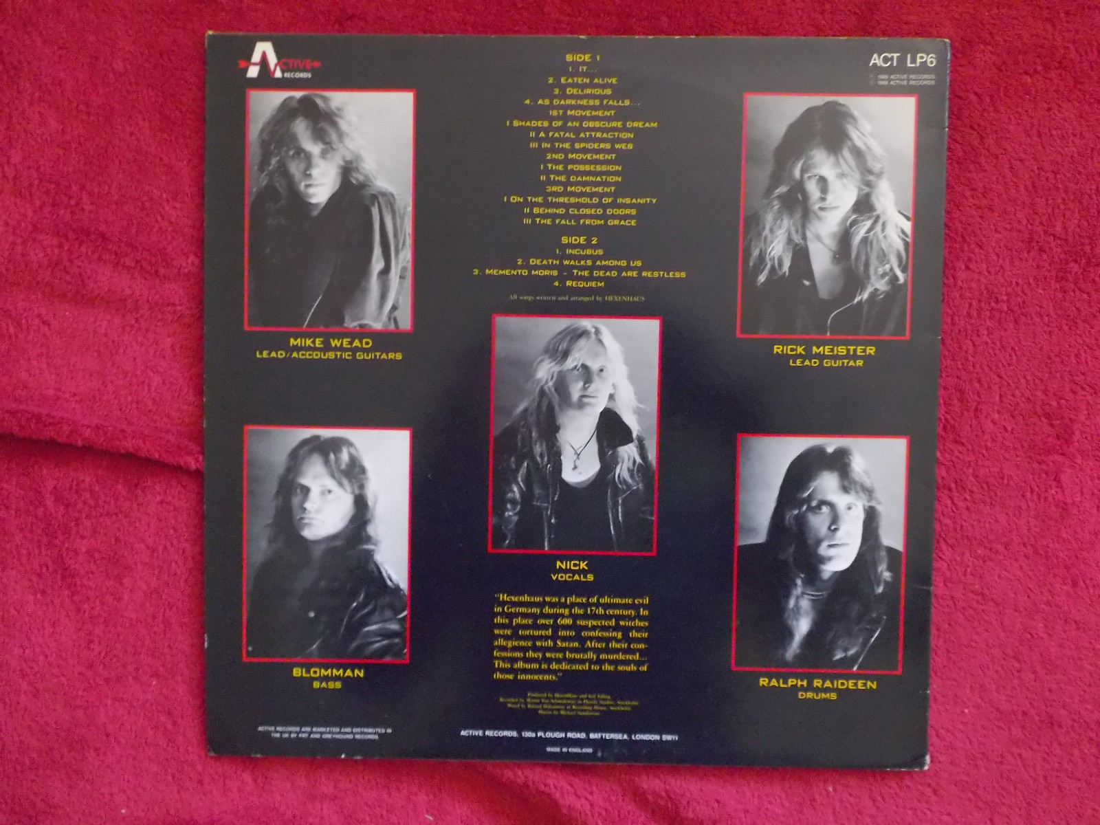 Hexenhaus – A Tribute to Insanity (LP, Active Records, 1988), Bild 7
