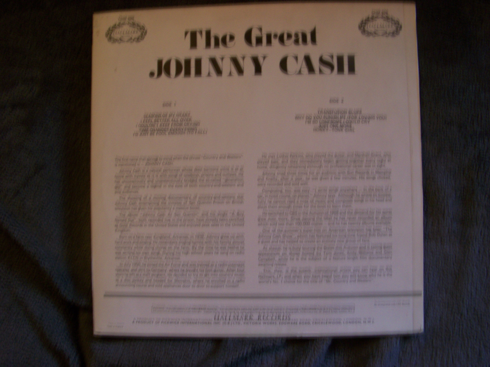 Johnny Cash – The Great (Hallmark Records, LP, CHM 696), Bild 2