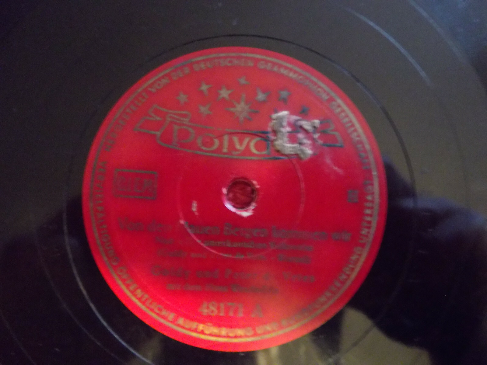 Goldy & Peter de Vries – Von den blauen Bergen kommen wir / Cowboy-Jimmy (Schellack-Single, Polydor, 48 171)