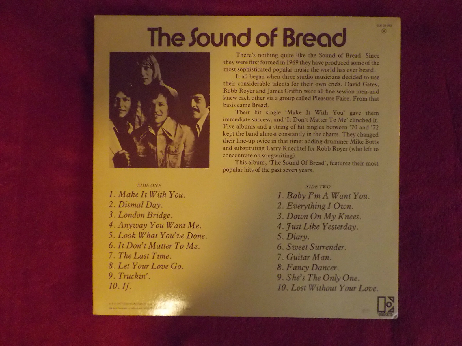 Bread – The Sound of Bread: Their 20 Finest Songs (LP, 1977), Bild 2