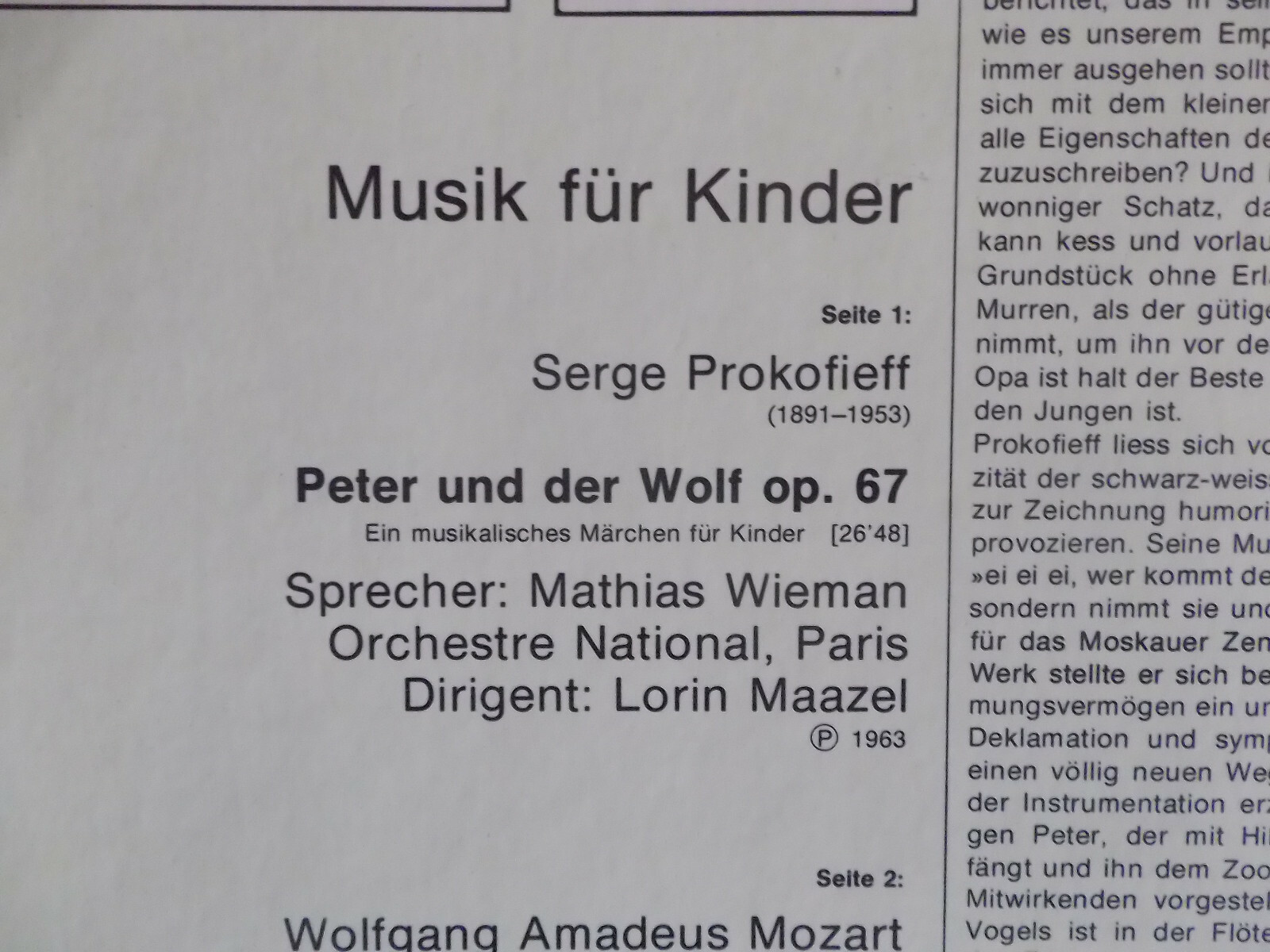 Musik für Kinder: Peter und der Wolf, Eine kleine Nachtmusik & 4 ungarische Tänze – Deutsche Grammophon LP, Bild 3