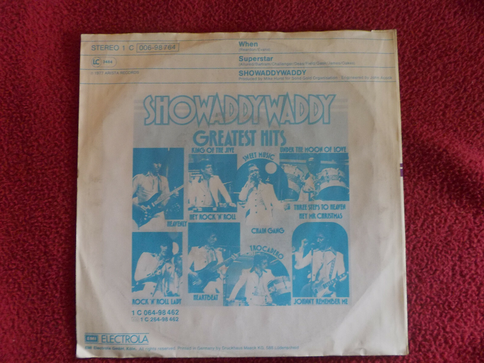 Showaddywaddy – When / Superstar | deutsche Arista-Single, 1977, Bild 2