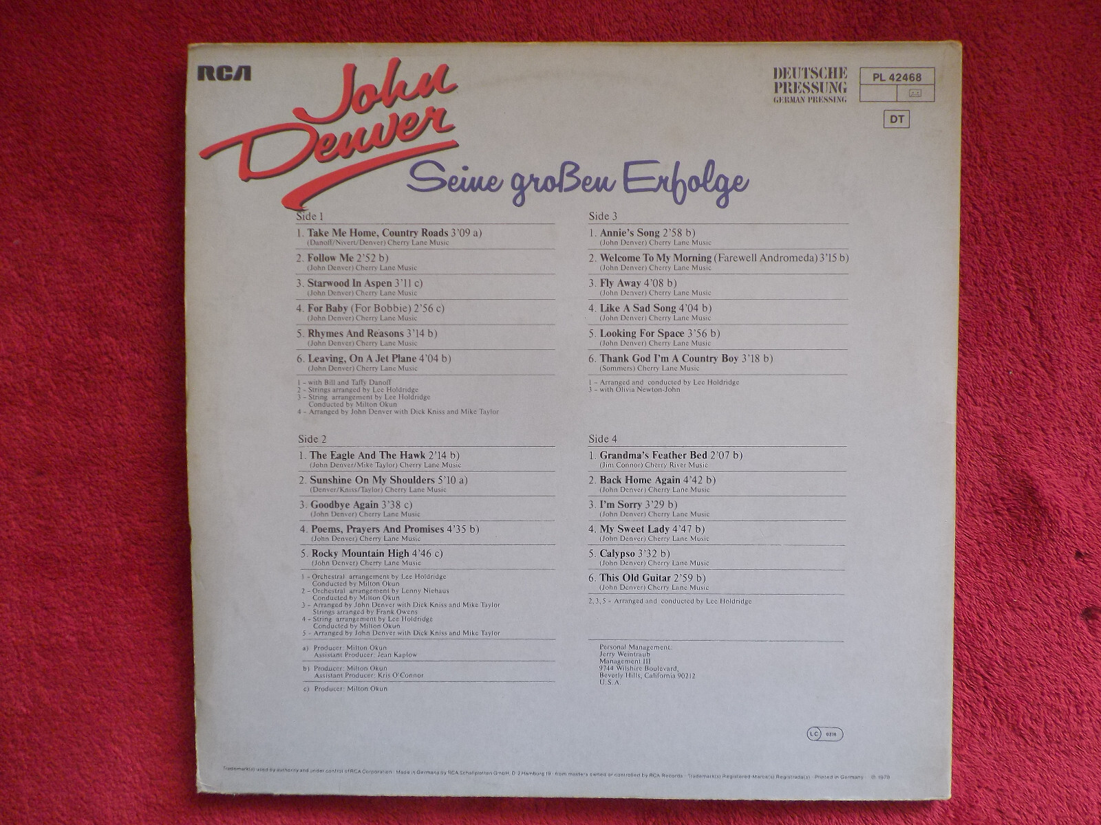 John Denver – Seine großen Erfolge | RCA Records, D-LP, 1978, Bild 3