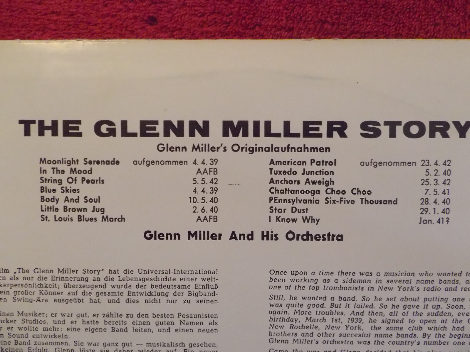 Glenn Miller – Glenn Miller Story | RCA Records LPM - 9901, LP, Bild 4