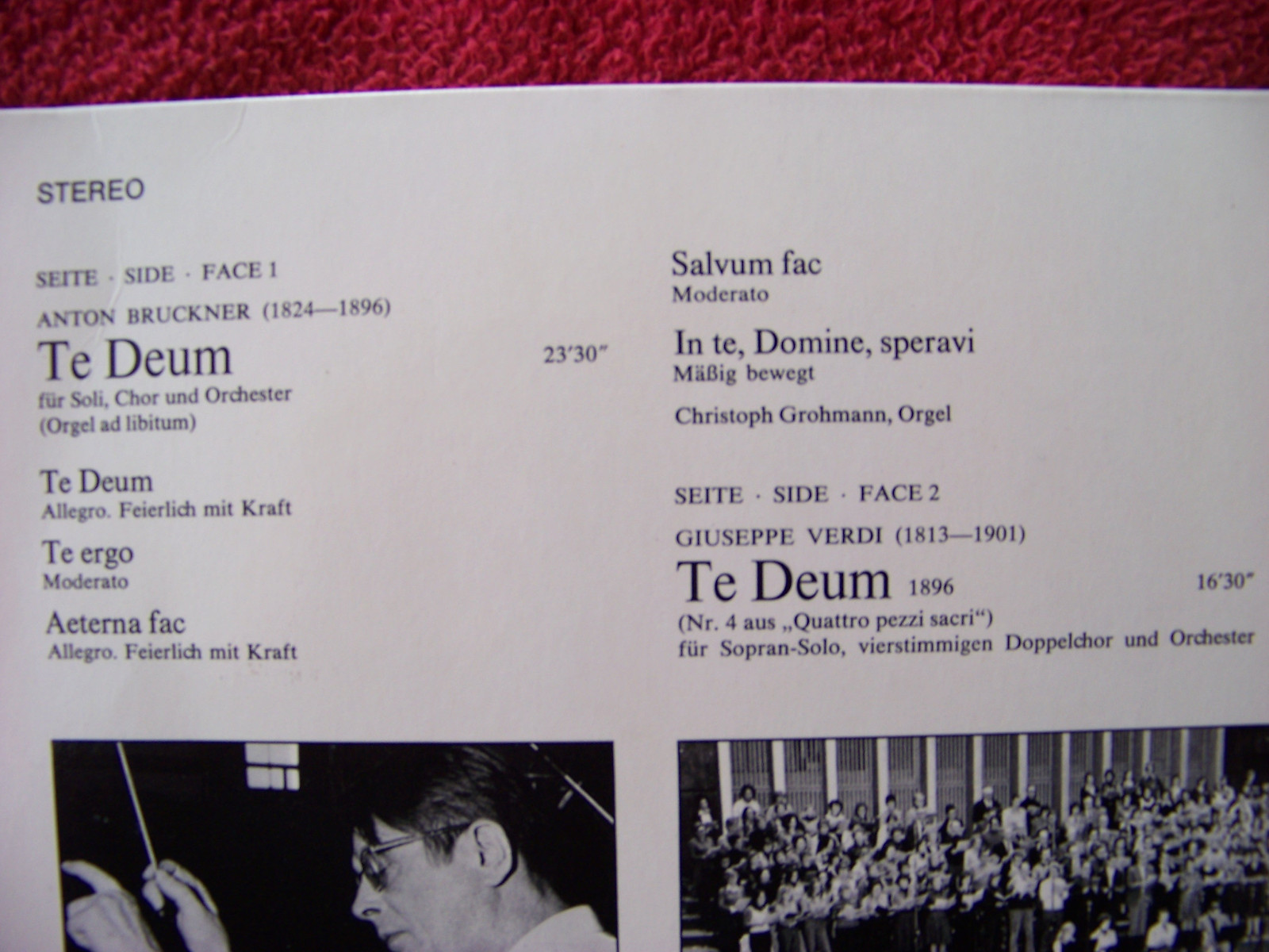 Bruckner / Verdi – Te Deum | Telefunken LP, 1976, Bild 2