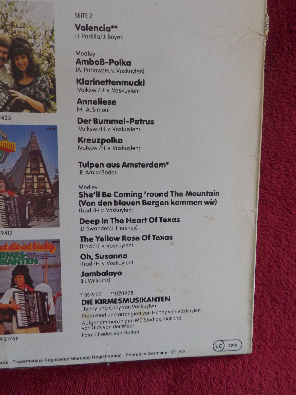 Die Kirmesmusikanten – 24 immer grüne Akkordeon-Erfolge | RCA Records, LP, Green Vinyl (1979), Bild 5