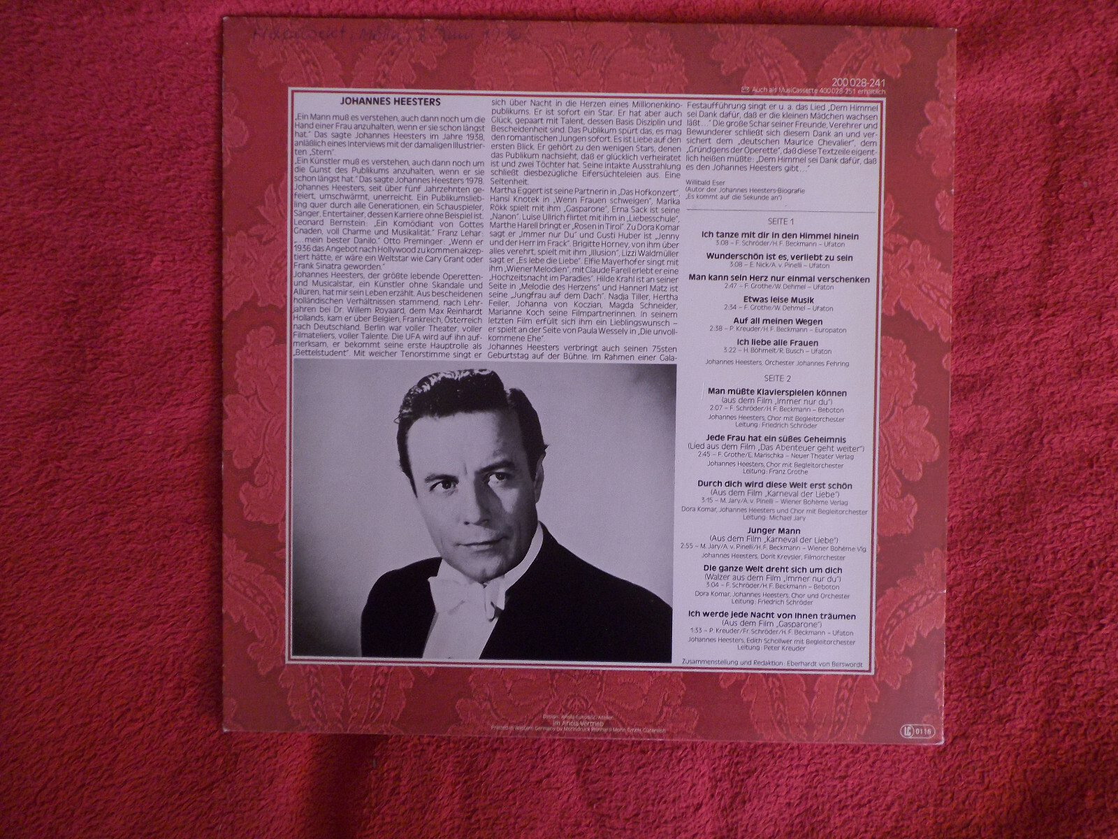 Johannes Heesters – Die großen Erfolge von gestern (Ariola LP), Bild 3