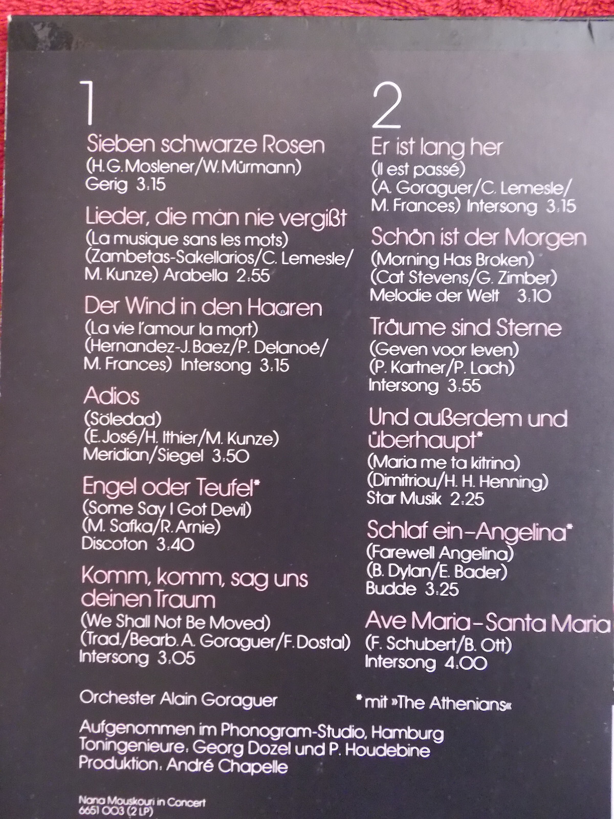 Nana Mouskouri – Sieben schwarze Rosen | Philips LP, Deutschland 1977, Bild 4