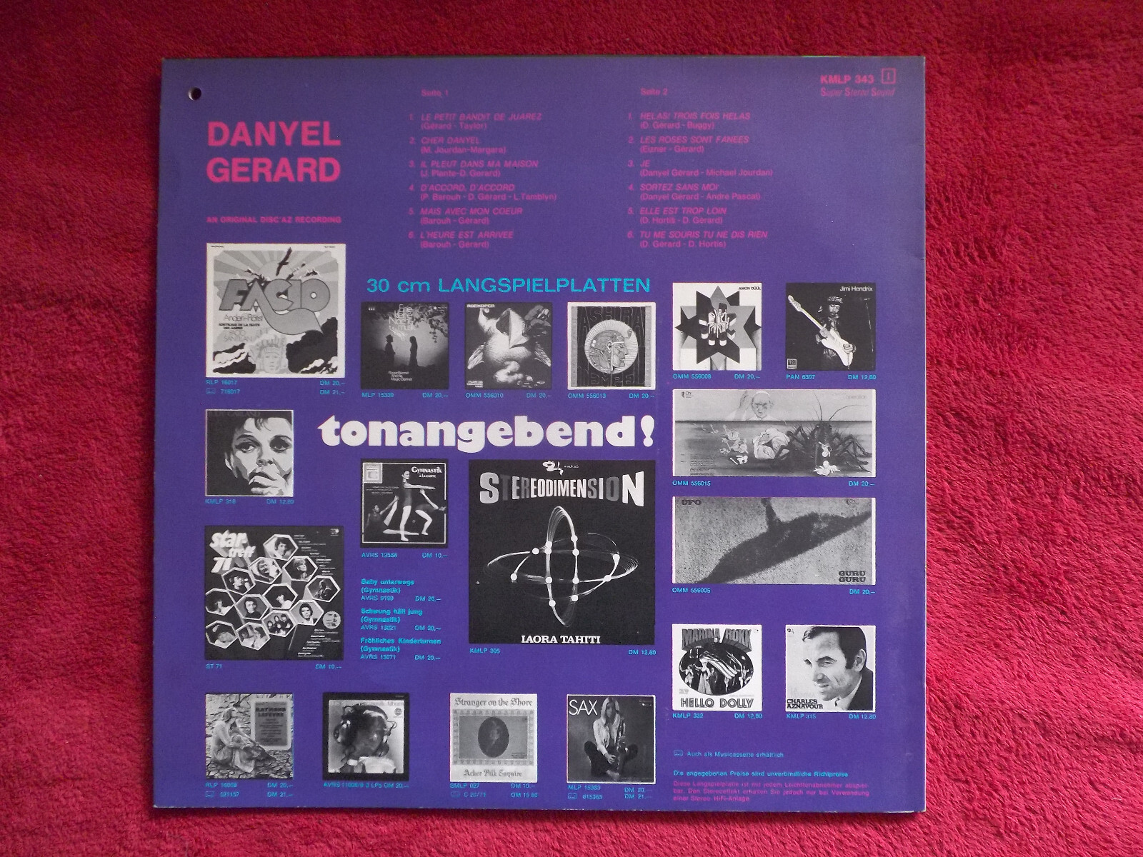 Danyel Gerard – Danyel Gerard (LP, Metronome Records, 1971), Bild 2