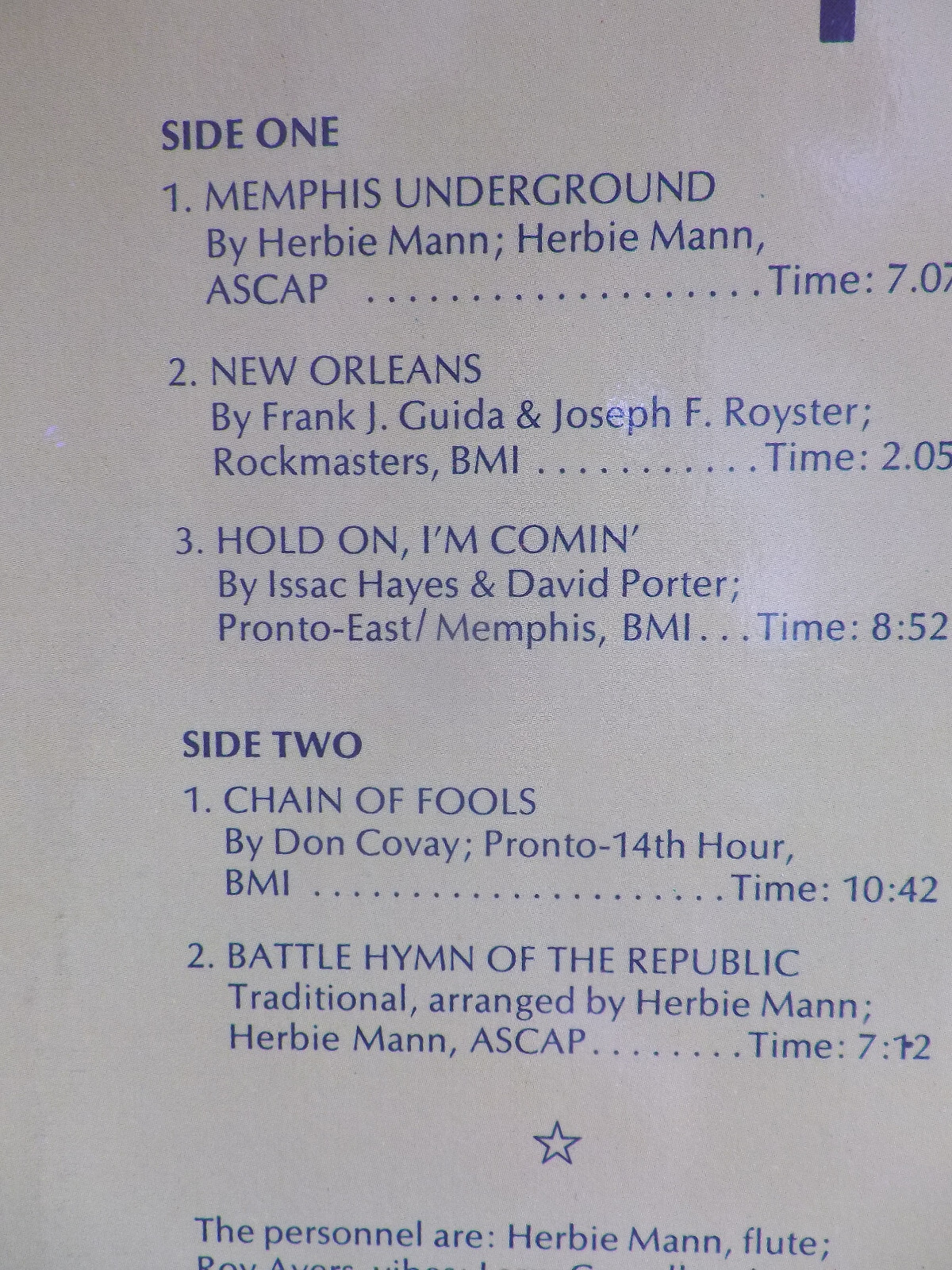 Herbie Mann – Memphis Underground | LP, Atlantic SD 1522 (1969), Bild 3