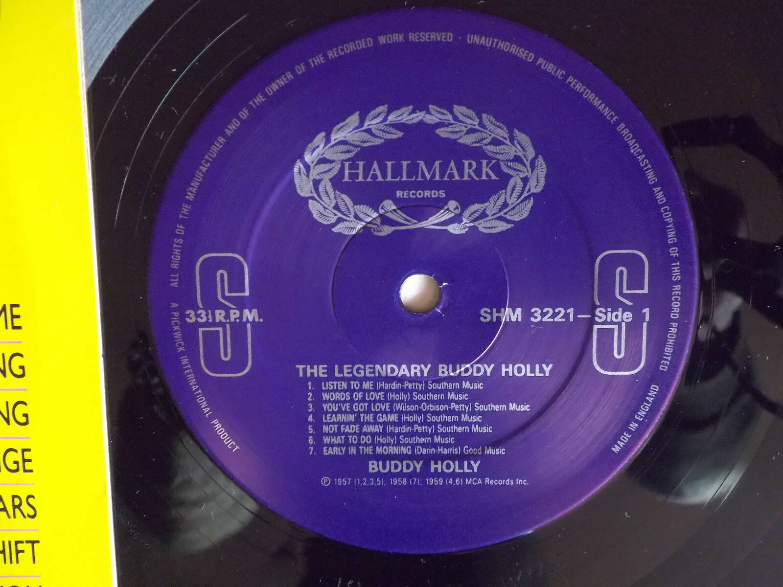 Buddy Holly – The Legendary Buddy Holly (LP, Hallmark Records, 1987), Bild 2