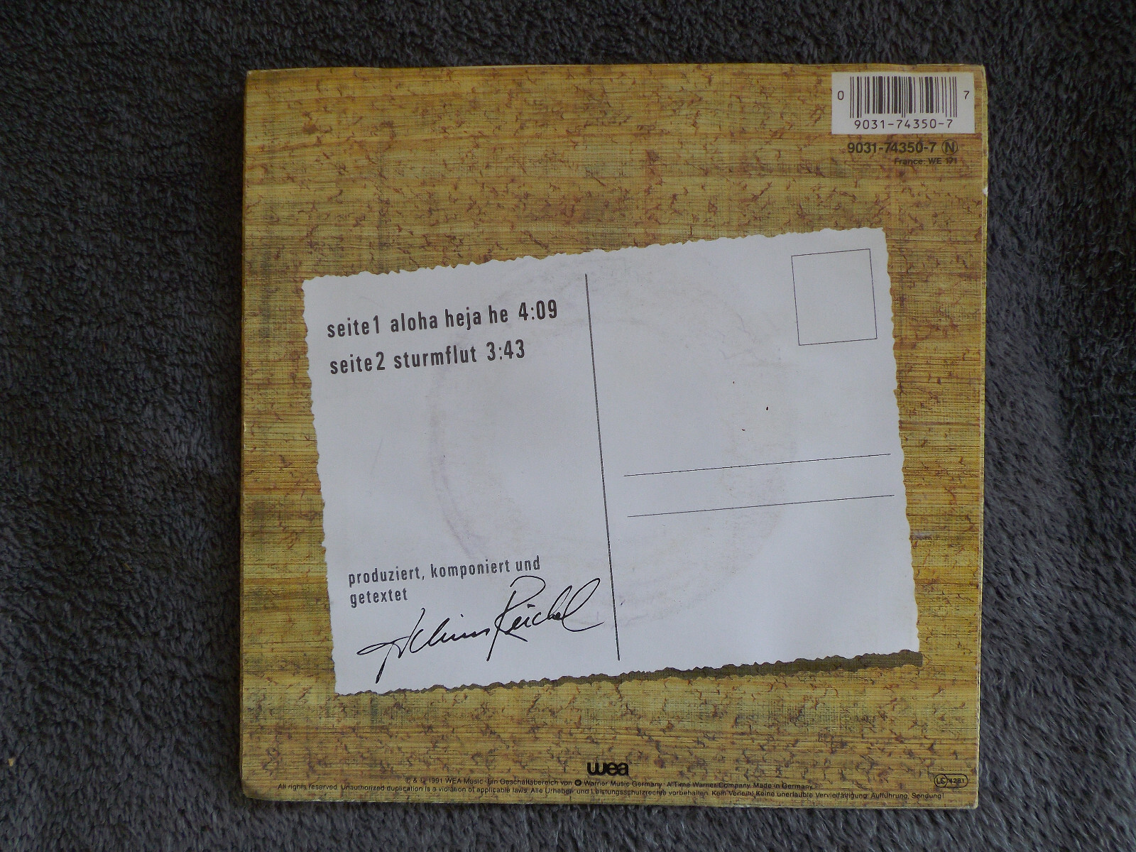 Achim Reichel – Aloha Heja He / Sturmflut | WEA Records, 7-Inch-Single, 1991, Bild 2