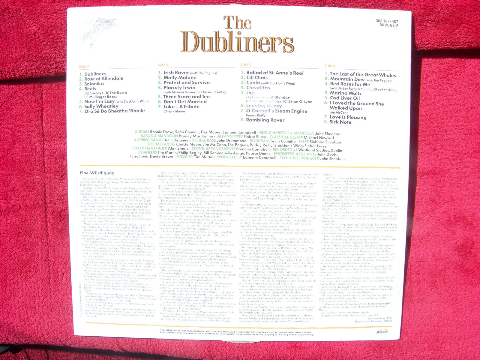 The Dubliners – Celebration 25 Years (Transparent Records, D-LP), Bild 2