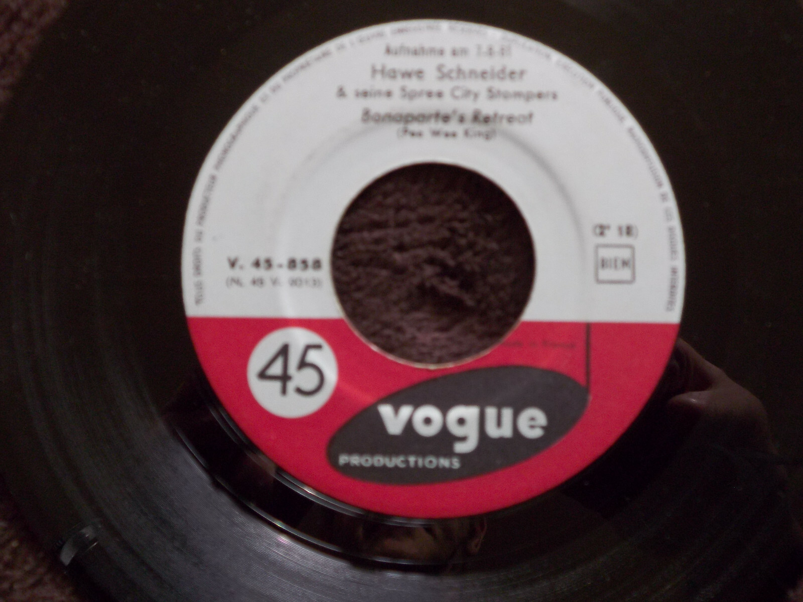 Hawe Schneider & seine Spree City Stompers – Alabama Jubilee / Bonaparte’s Retreat, Vogue Records V. 45-858, Bild 3