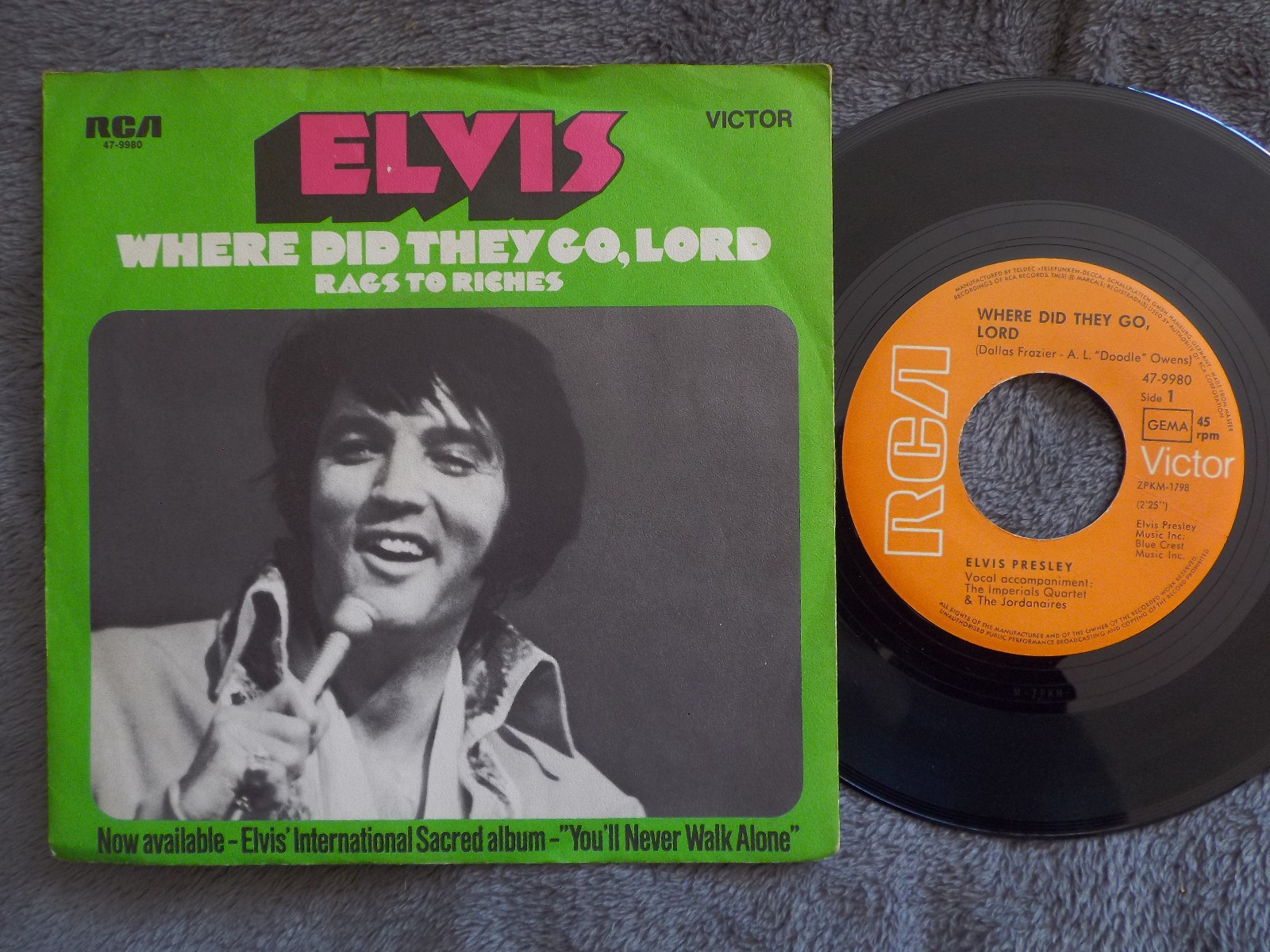 Elvis Presley – Where did they go, Lord / Rags to riches (RCA Victor, 7″-Single)