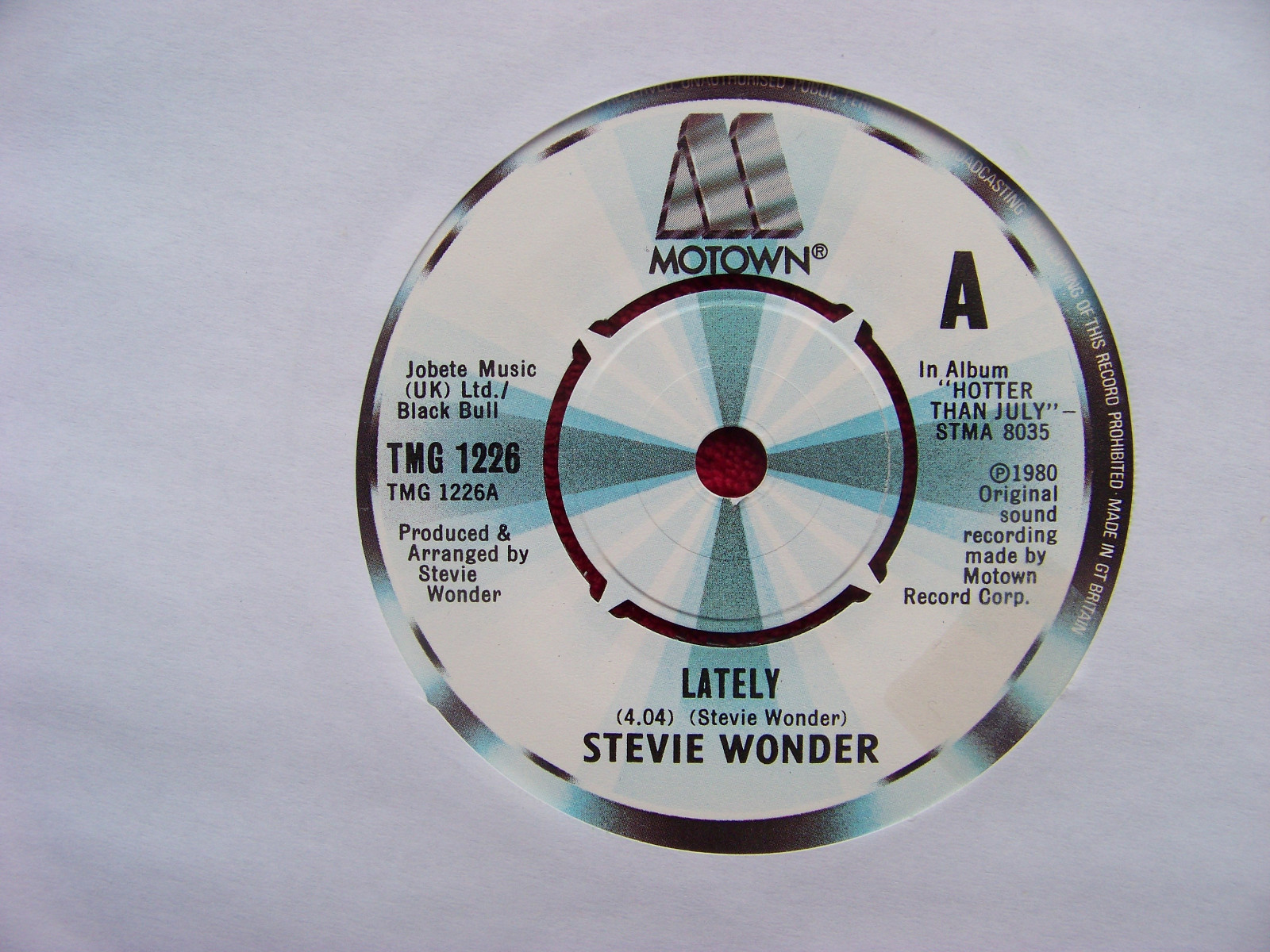 Stevie Wonder – Lately / If it´s magic (UK-Motown-Single, 1980)