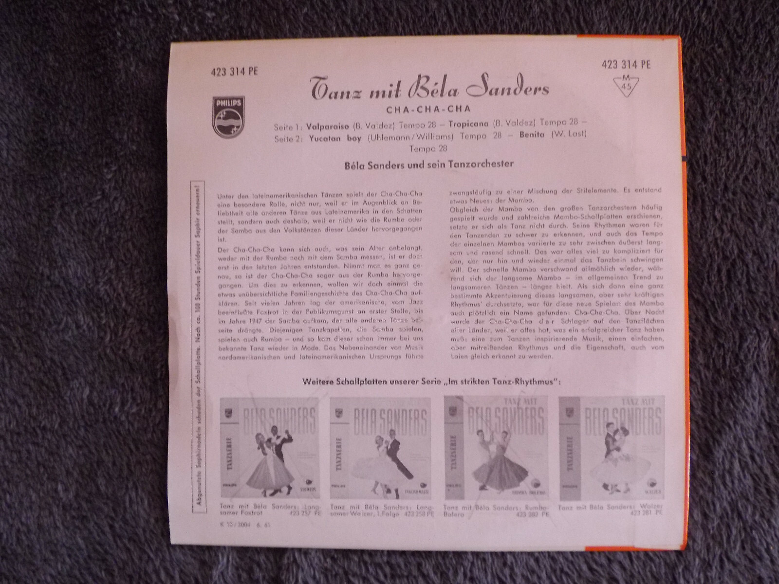 Bela Sanders – Tanz mit Bela Sanders: Cha-Cha-Cha · Philips Records 423 314 (1965), Bild 2