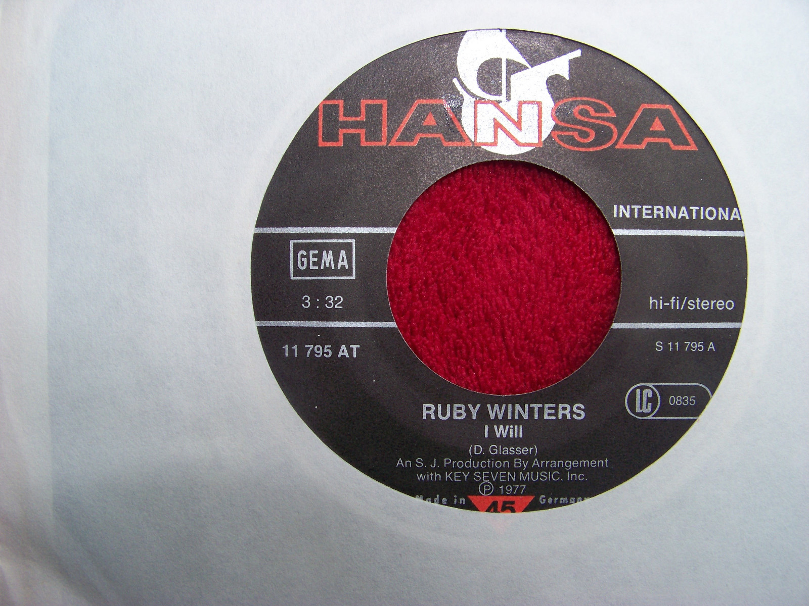 Ruby Winters – I Will / Bluer Days Ahead (Hansa Records, 11 795, 1977)