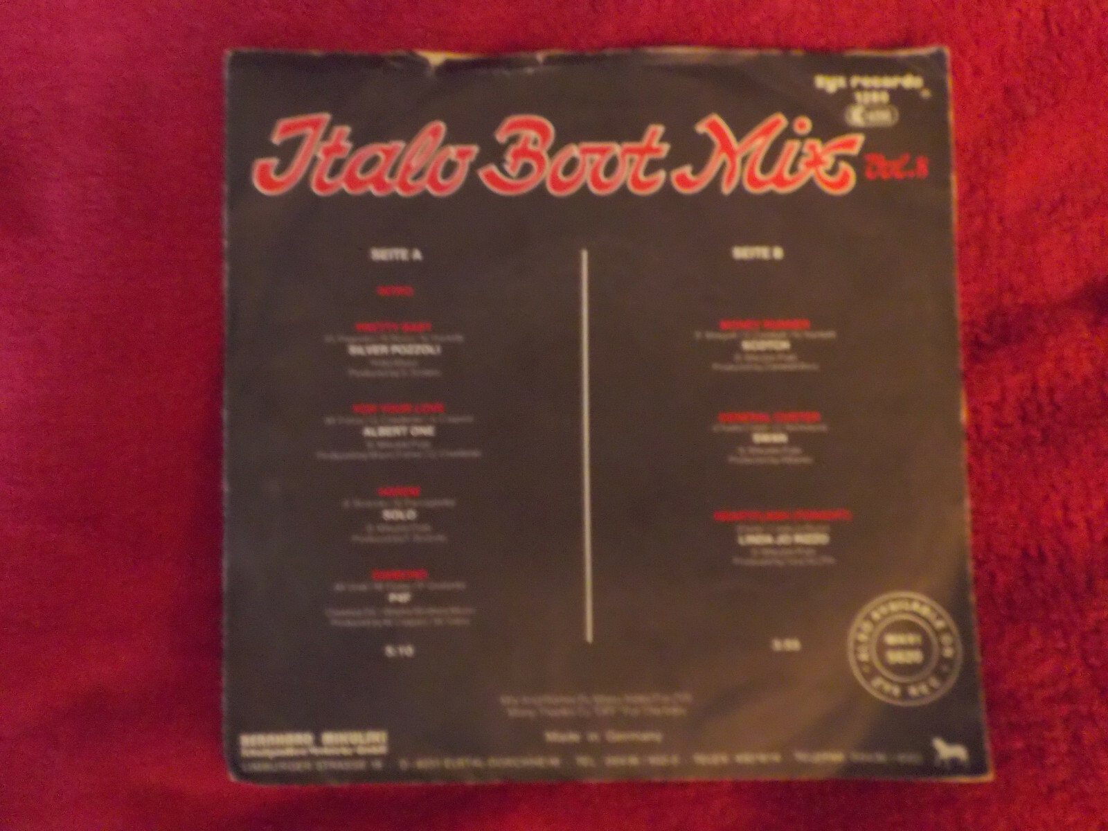 Italo Boot Mix Vol. 8 – ZYX Records, 1987, 7-Inch-Single, Bild 2