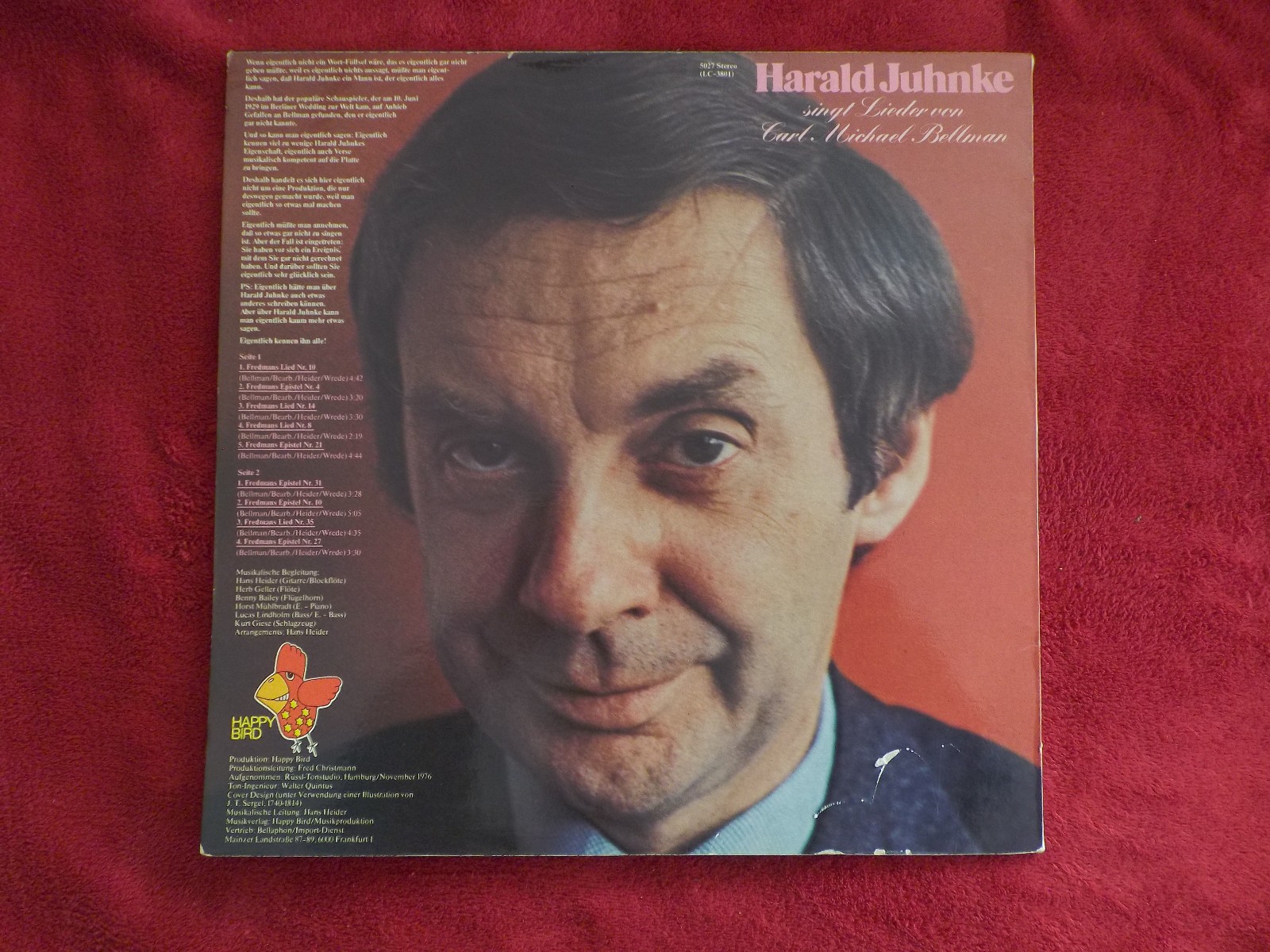 Harald Juhnke – Lieder von Carl Michael Bellmann (LP, 1976), Bild 3
