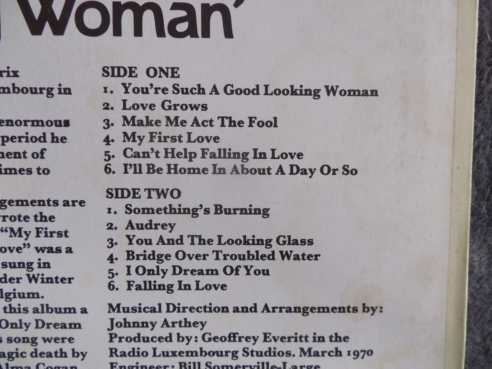 Joe Dolan – You´re such a good looking woman (LP, 1970, Vogue Records), Bild 3