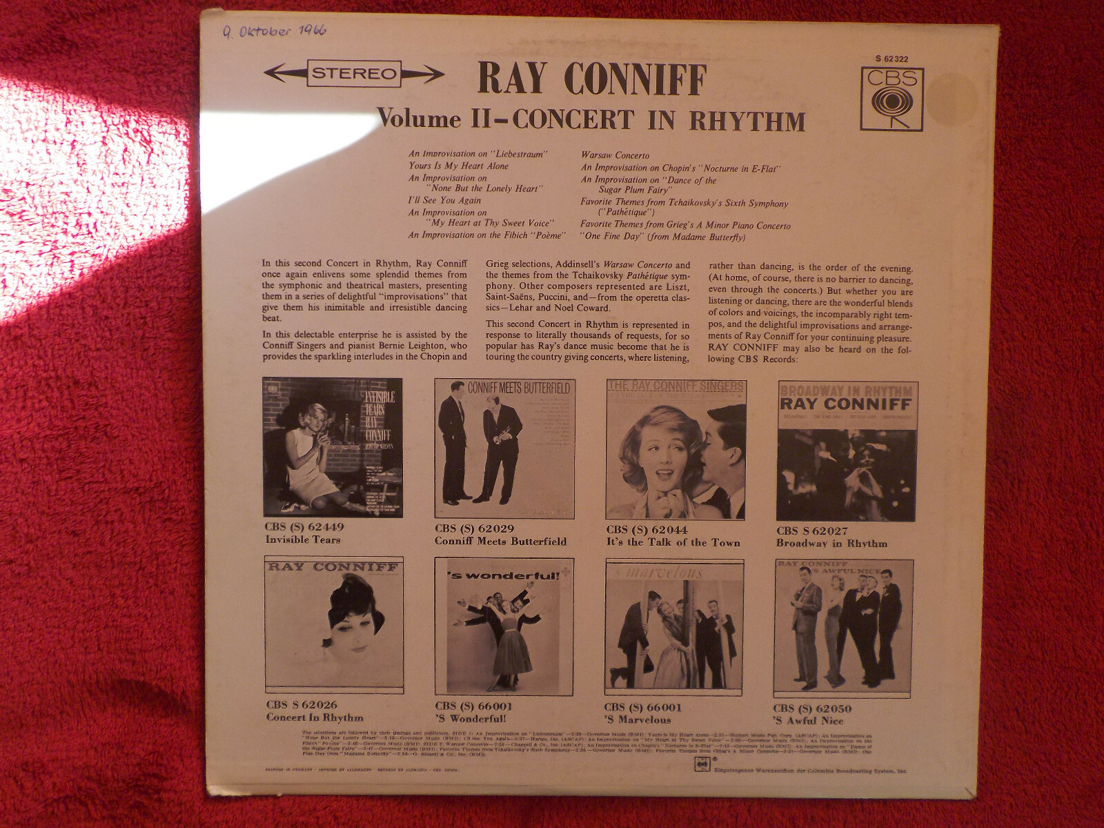 Ray Conniff – Concert in Rhythm Vol. II | CBS Records S 62 322, Bild 3